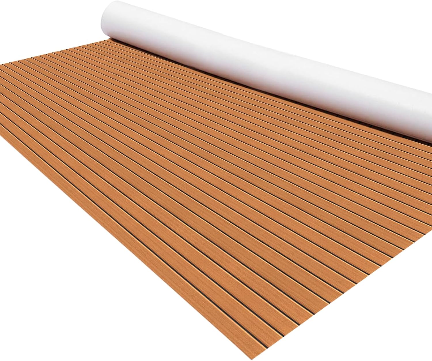 KXKZREN Large Size EVA Foam Boat Flooring Faux Teak Decking Mats Self-Adhesive Marine Deck Sheet 7.87x7.87ft or 5.9x7.87ft for Yachts, Pontoons, Large Motorboats