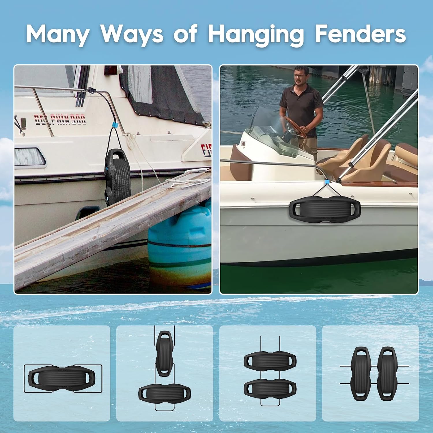 AWEMUFA Boat Fenders Easy to Install Bumper for Docking Ideal Fender for Pontoon, Bass, Jet Ski and Fishing Boats - Image 5