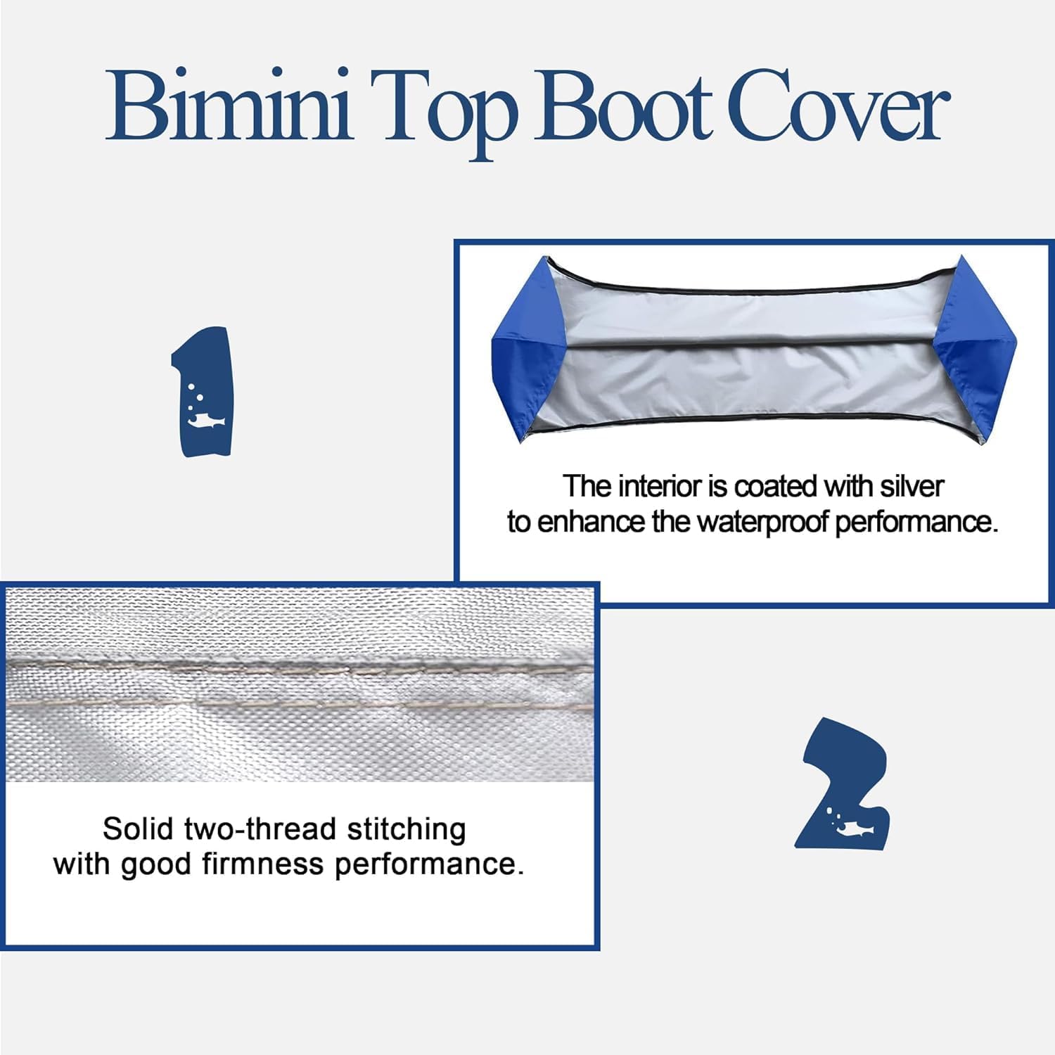 600D Bimini Top Boot 3–4 Bow 68–88" Fit Waterproof UV Marine Cover | Keeps folded bimini top clean and protected from UV rain salt dust durable marine fabric easy install for boat storage use - Image 3
