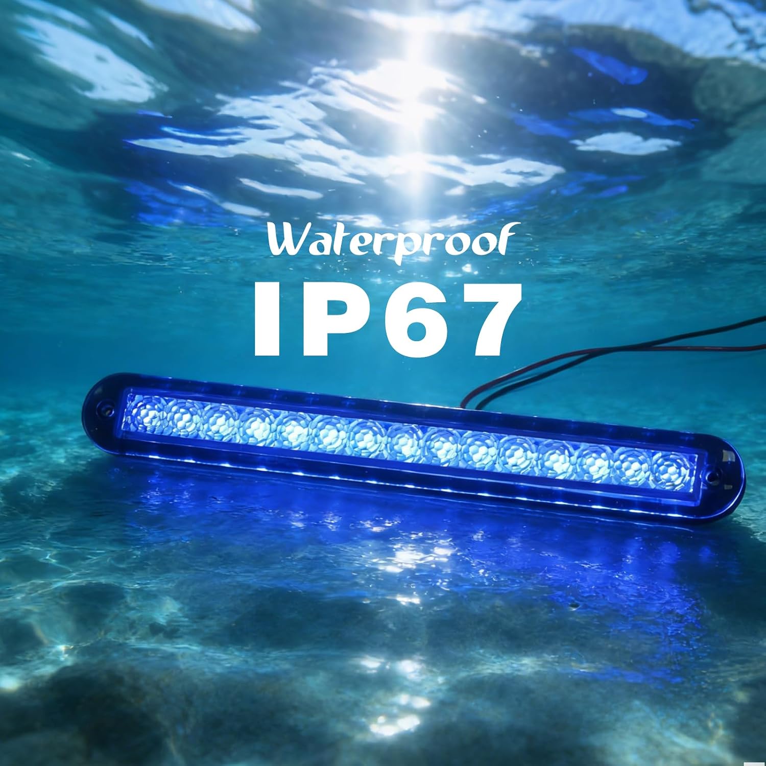 Marine RGBW LED Light, 4-Color Ambient Lighting (Red/Green/Blue/White), 12V DC IP67 Waterproof, 8 Inch Long Flush Mount Boat Courtesy Light for Cabin Deck Salon Yacht Pontoon, Single Light 1pc - Image 4