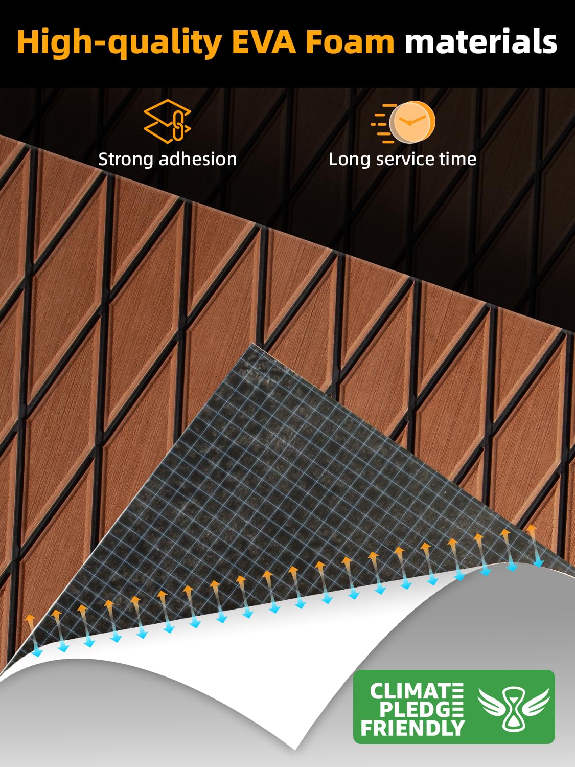 FOCEAN Boat Flooring EVA Foam Boat Decking Marine Mat Non-Slip Self-Adhesive Flooring Sheet for Motorboat Jon Boats Bass Boat Kayak RV Floor, 94.5''x 15.7'', Brown with Black Lines - Image 2