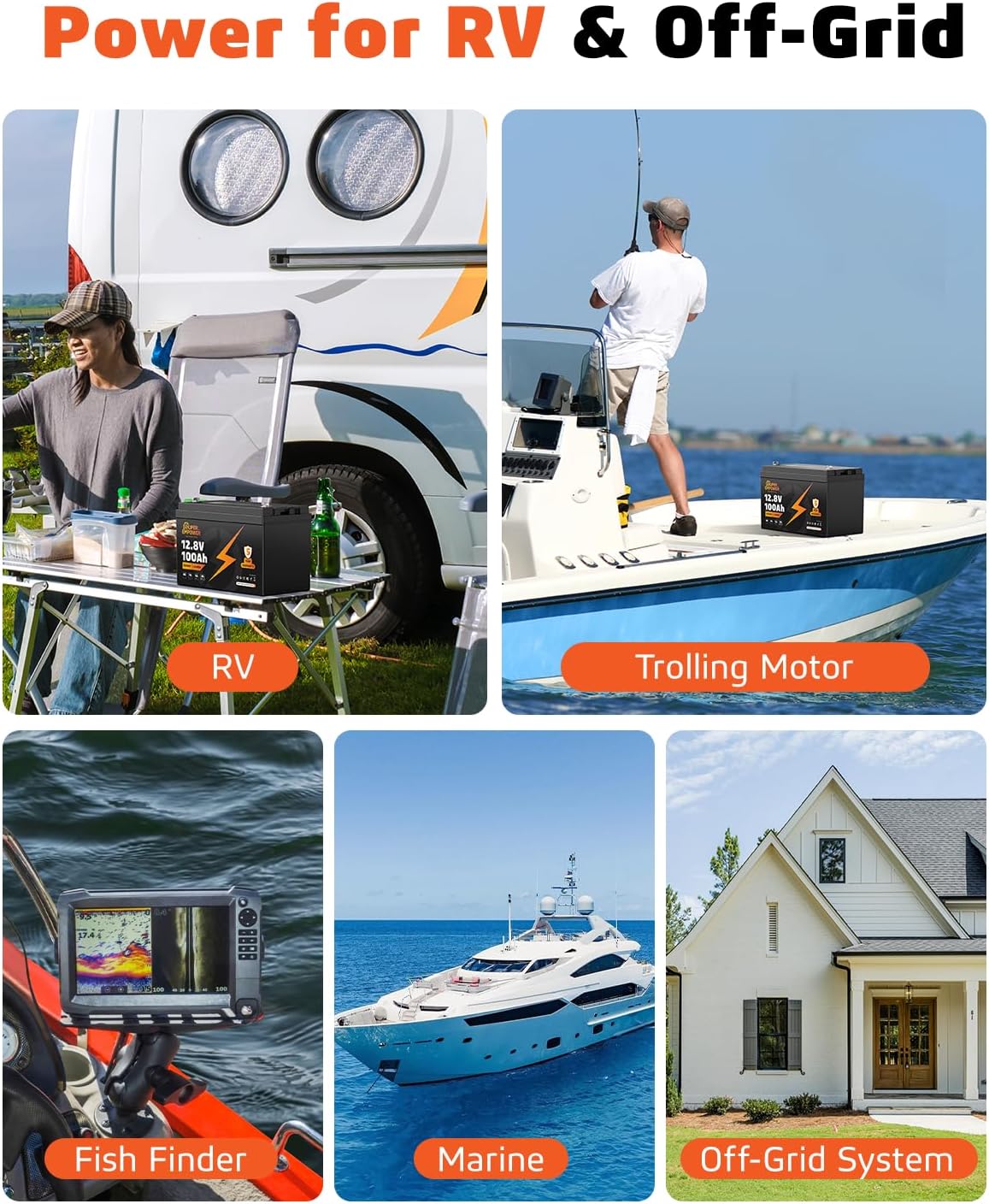 12V 100Ah LiFePO4 Lithium Battery- BCI Group 31, Deep Cycle RV LiFePO4 Battery with Low-Temp Protection, 100A BMS, 1280Wh, Max.15000 Cycles, 10-Year Lifespan for RV, Solar, Trolling Motor, Marine - Image 6