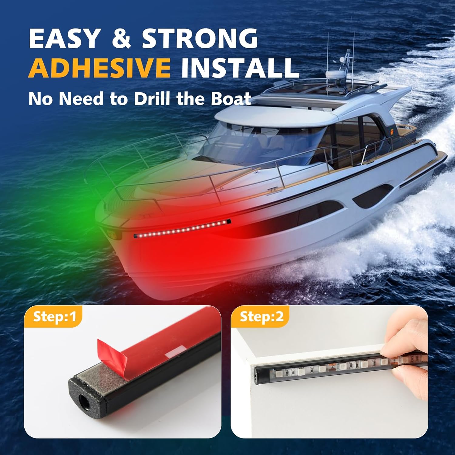 Boat Navigation Lights LED, Red and Green Boat Lights LED Waterproof, Marine Navigation Bow Light for Night Fishing, Boating, Navigating, Lighting, Fits for Pontoon, Bass & Jon Boats, Yacht - Image 4