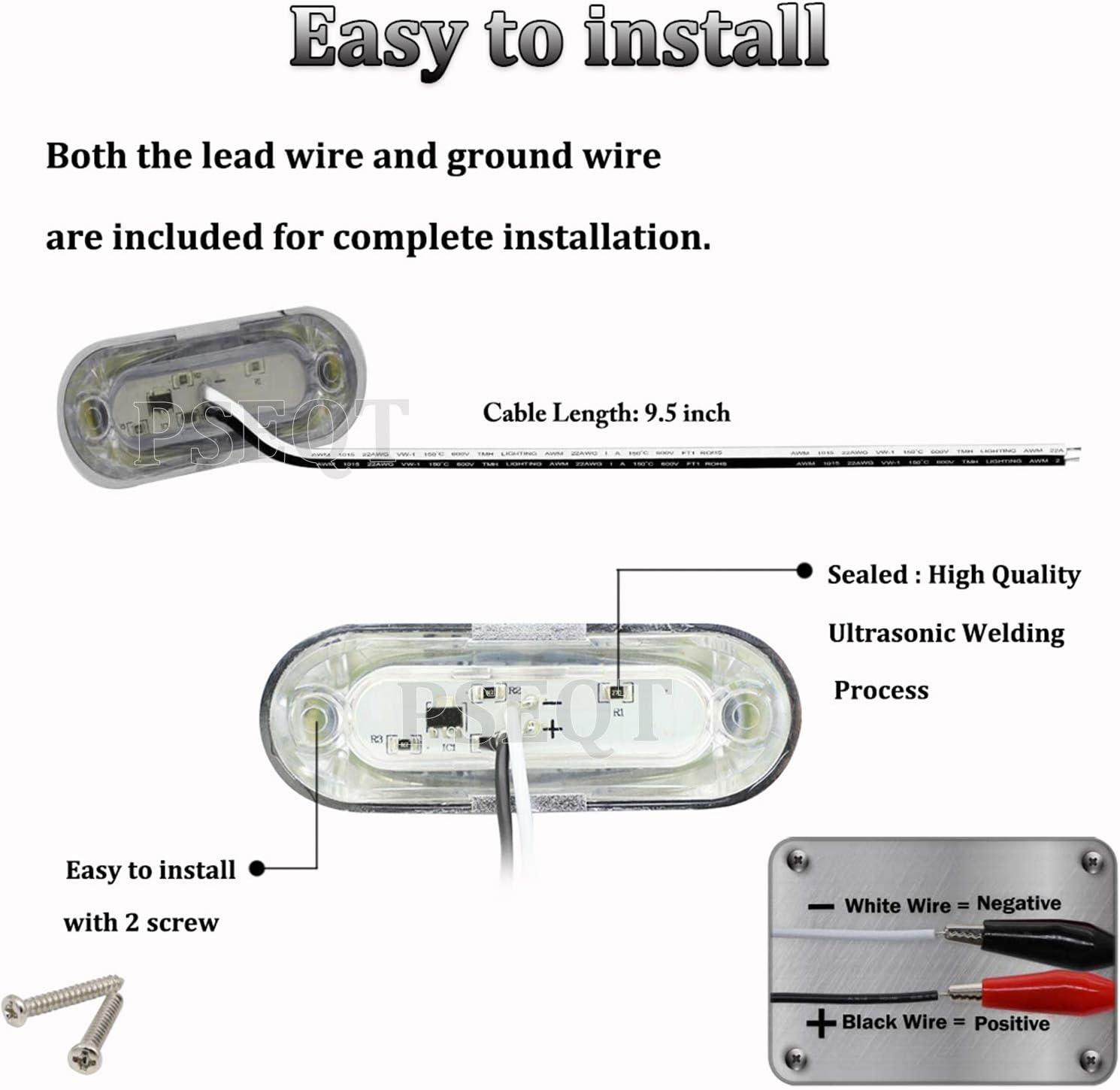 PSEQT 3.8'' Waterproof Boat Marine LED Lights Courtesy Interior Deck Light Navigation Transom Stern Cabin Lighting for Pontoon Fishing Boat Kayak Sailboat Bass Boats Vessel 12V 24V (White 4Pcs) - Image 8