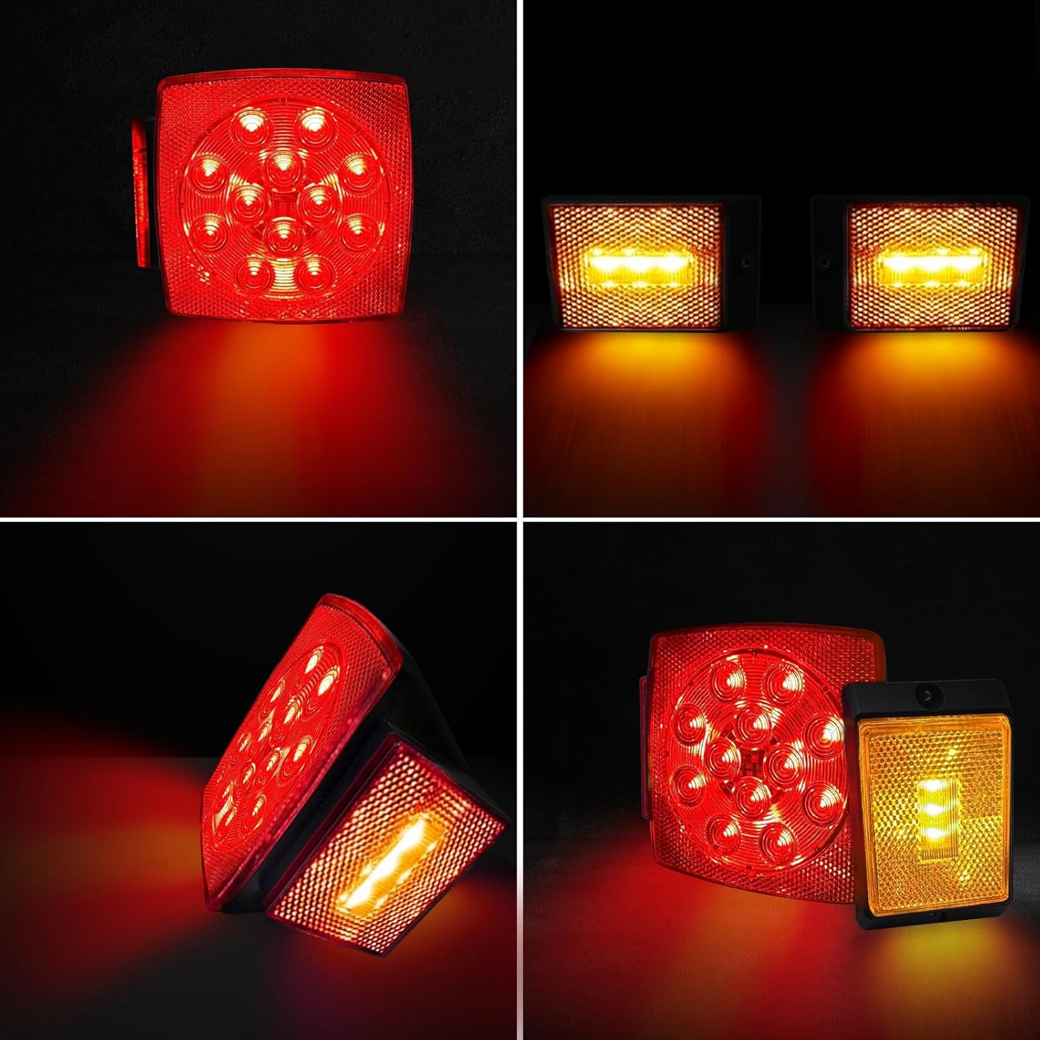 fouwick LED trailer lights Kit, 12V Submersible Tail Marker Lights Wiring Lamp Harness for Boat Car Truck RV Utility snowmobile turn signal license plate stop reverse Trailer Accessories - Image 6