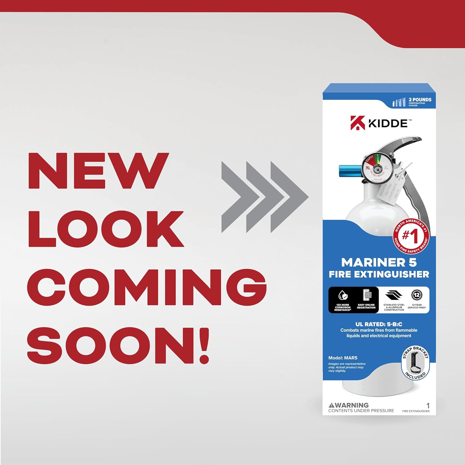 Kidde Mariner 5 Fire Extinguisher for Boats and Watercrafts, 5-B:C, MAR5 | Coast Guard Approved Marine Extinguisher for Very Small Flammable Liquids/Gases and Electrical Fires, 2 lb. Dry Chemical - Image 2