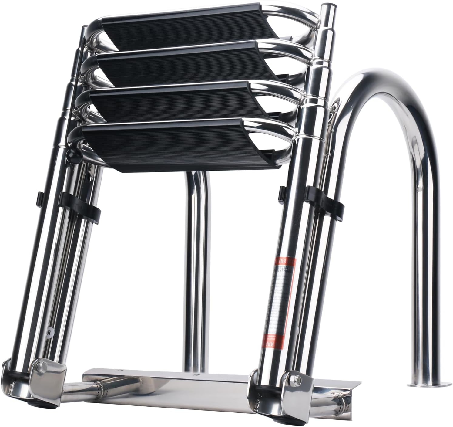 Heavy Duty Pontoon Boat Ladder, 316 Stainless Steel 4 Step Folding Ladder | Telescoping, Rear Entry Inboard, All Welded Reinforce, Wide Steps, Strong Handrails,Inboard Ladder, Dock Swim Deck Ladder - Image 3