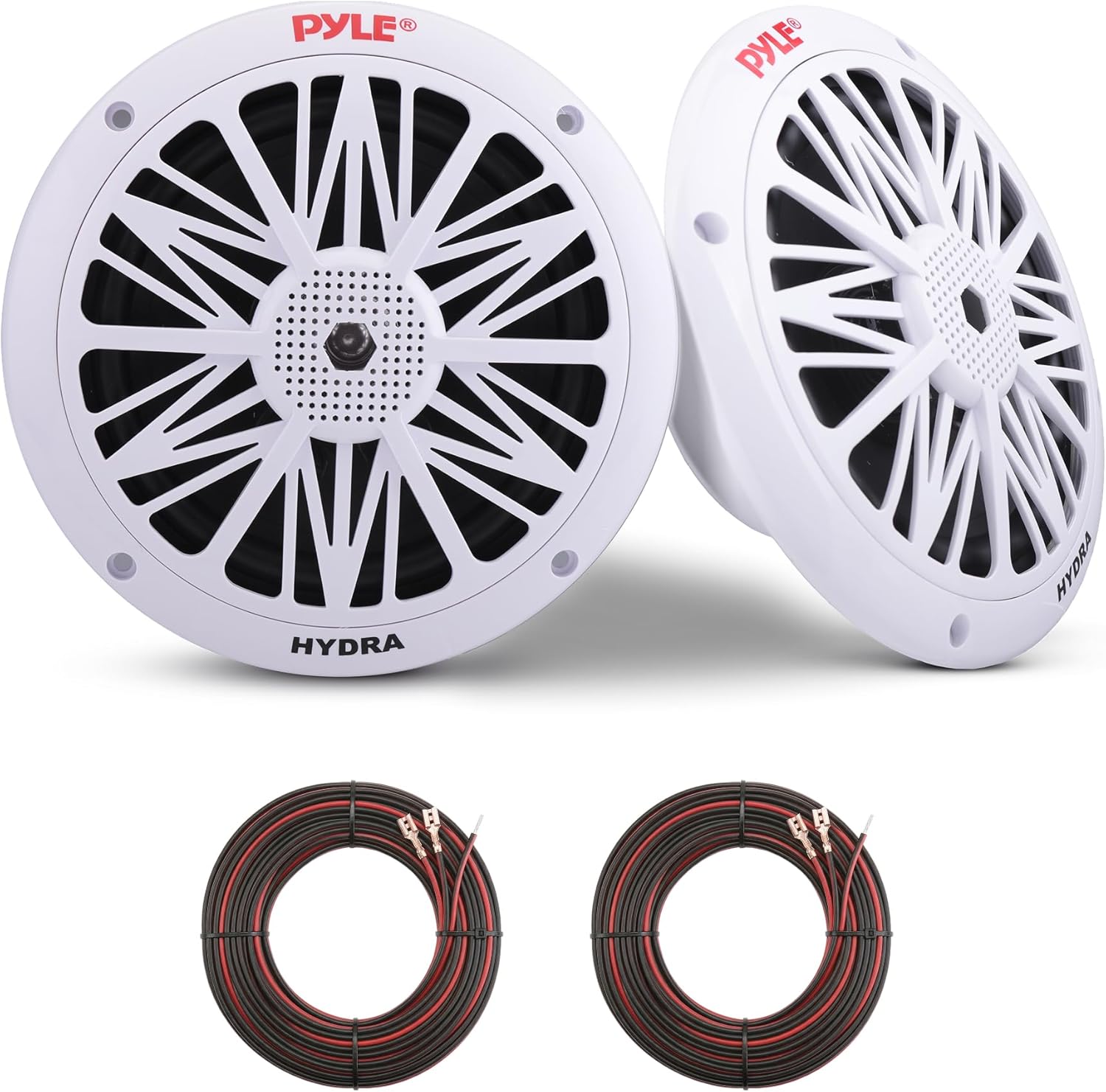Pyle 6.5 Inch Dual Marine Speakers - 2 Way Waterproof and Weather Resistant Outdoor Audio Stereo Sound System with 200 Watt Power, Poly Carbon Cone and Butyl Rubber Surround - 1 Pair (White)