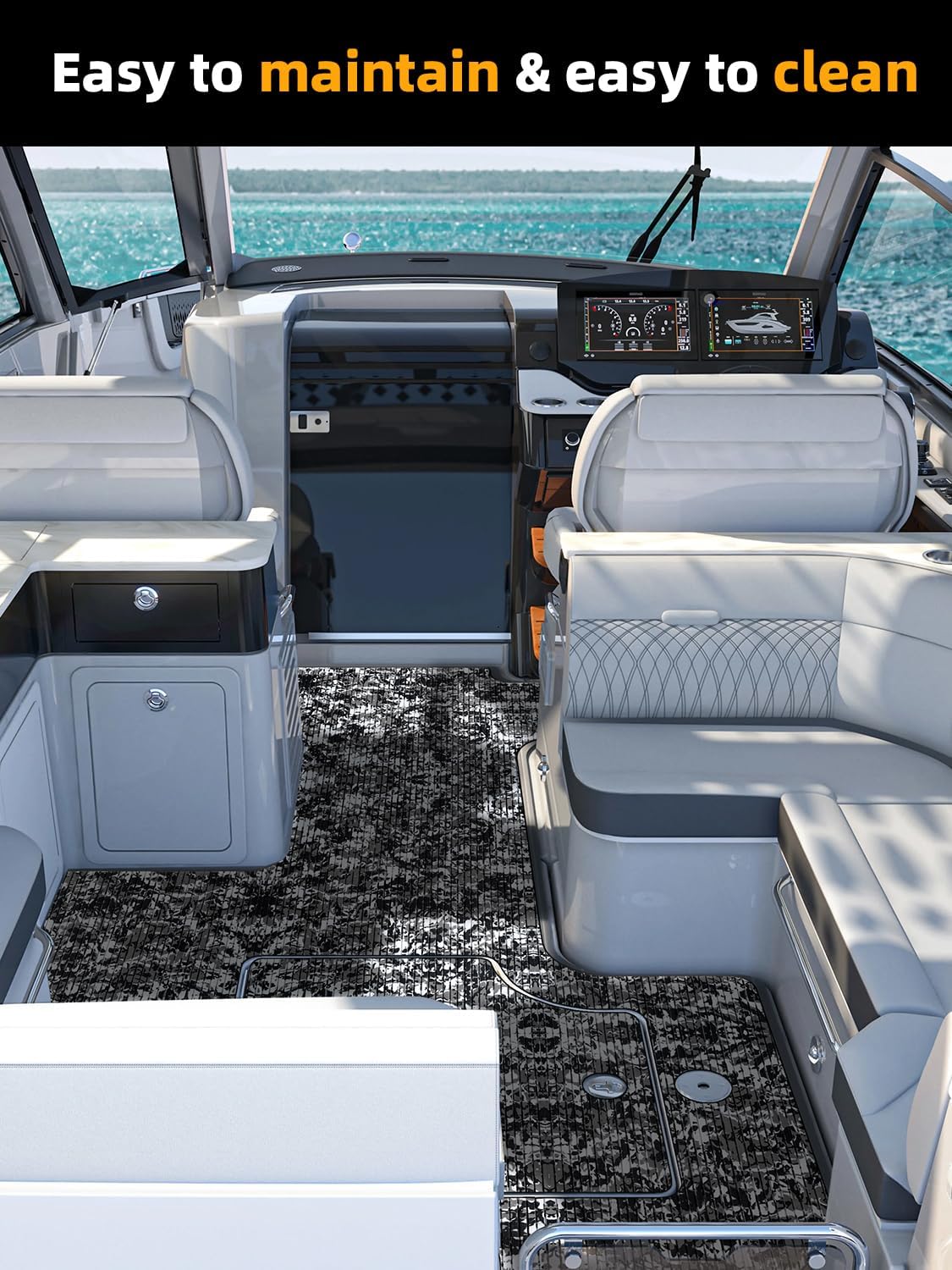 FOCEAN Boat Flooring EVA Foam Boat Decking Marine Flooring Camo Self-Adhesive Marine Mats for Jon Boats Bass Boat Kayak RV 94.5"x15.7", Snow Camo - Image 5