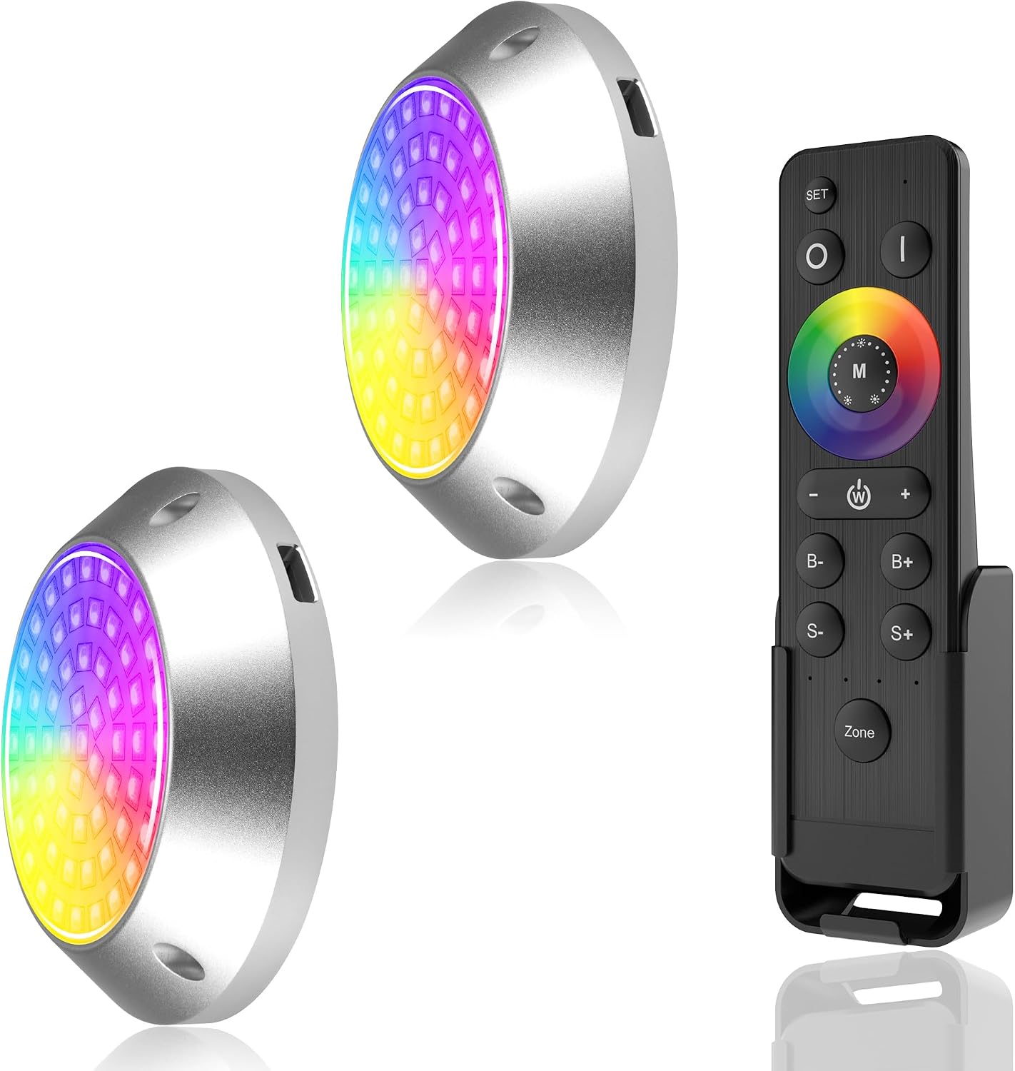 HUSUKU GT12 12000LM Underwater Boat Dock Lights RGB Marine Color Light Kit, 5IN 60LED 12V 120W IP68, All-Metal Body, Wireless Grouping & Control Auto-Sync, High-Powered for Yacht Boats Docking Transom