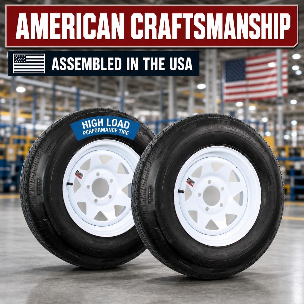 eCustomrim 2-Pack Radial Trailer Tire Rim ST205/75R14 14 Inch Load Range D 5 Lug On 4.5 Center White Wheel - 6 Year Warranty w/Roadside - Image 5