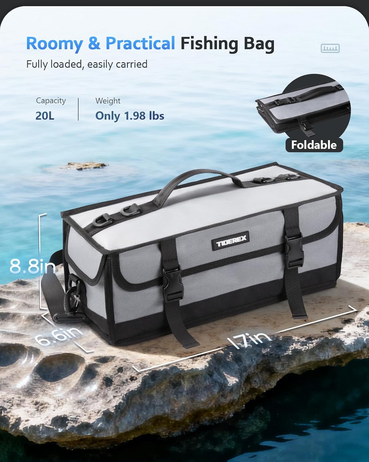 Large Fishing Tackle Bag for Soft Plastic Baits Storage, 20PCS Soft Bait Clear Storage Bag, Fishing Gear Organizer for Weights, Reels & Hooks, 900D Waterproof Oxford Fabric - Image 5
