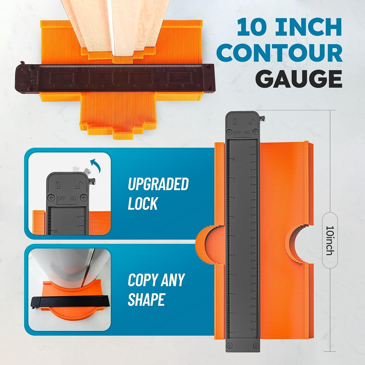 NAACOO Laminate/Vinyl Flooring Tools, Tapping Block for Vinyl Plank Flooring-Double Sided with Notches,10In Contour Gauge, Pull Bar, 40Pcs Floor Spacers,Rubber Mallet. Universal Floor Installation kit - Image 3