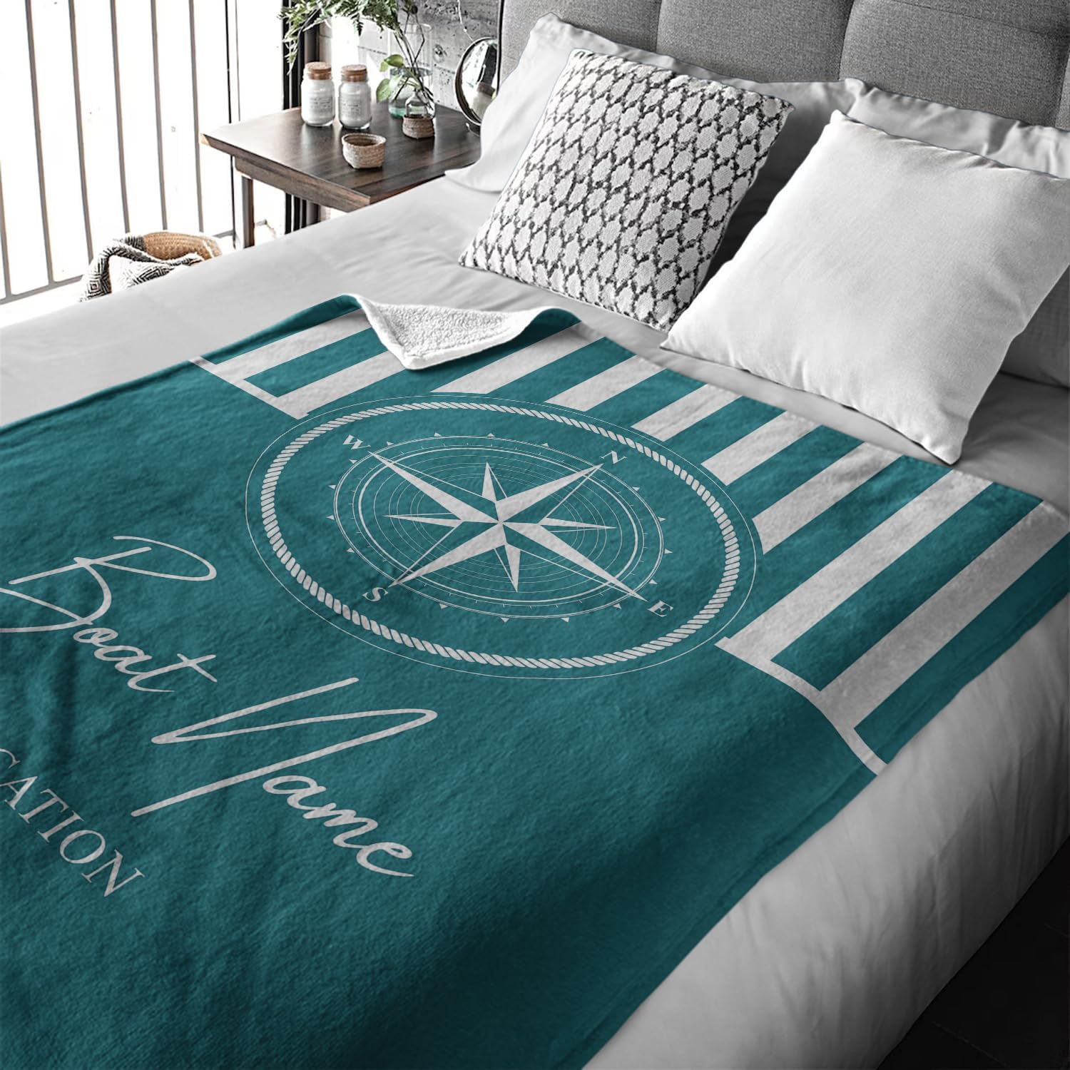 Personalized Anchor Blanket - Custom Boat Sherpa Blanket, Super Soft Fleece Throw Blanket for Couch Sofa, Nautical Bedding, Lake House Bedding, Nautical Gift for New Boat Owners, Yacht Bedding Present - Image 5