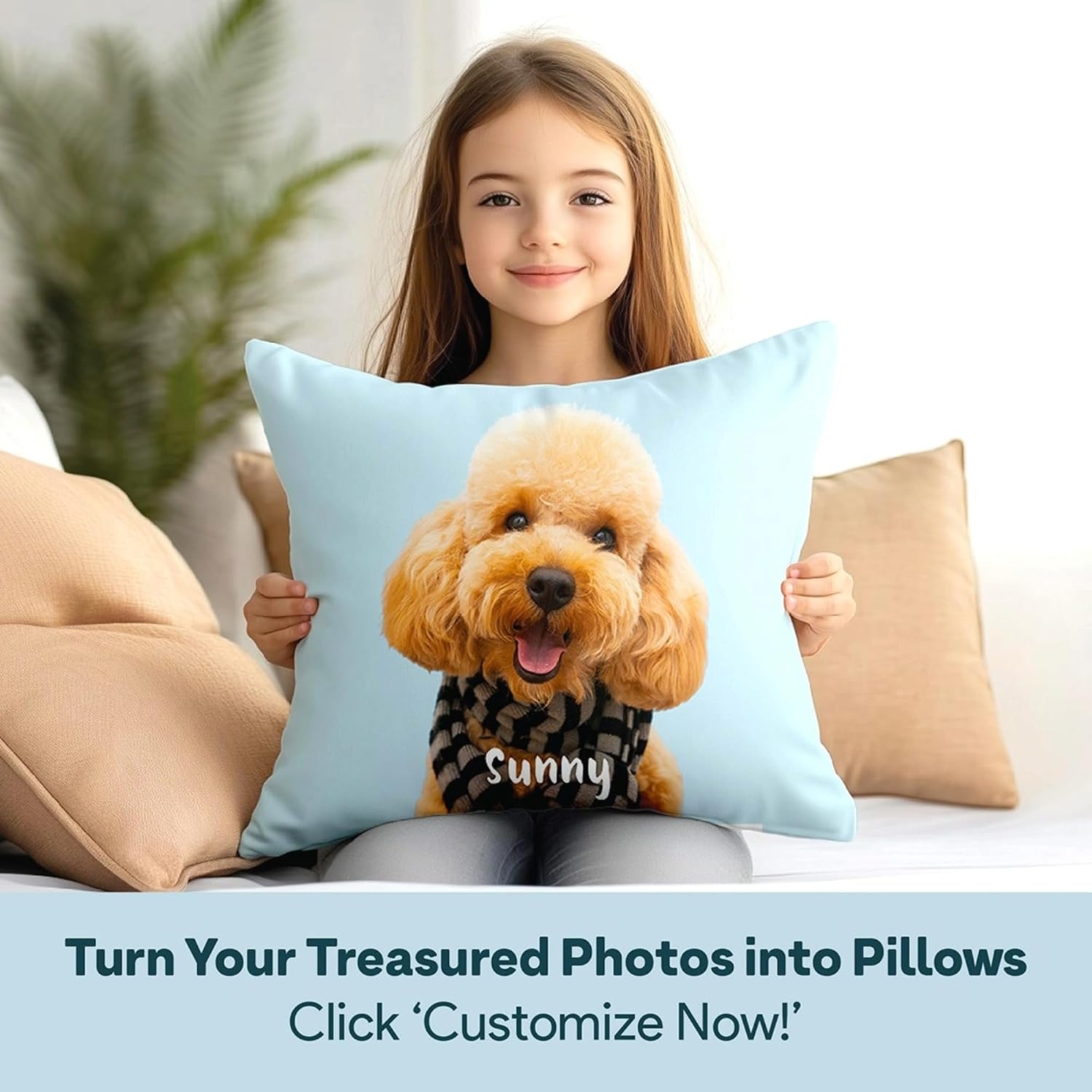 Fabric Textile Products Custom Pillow - USA Made - Personalized Pillows with Pictures or Text - Throw Pillow - Personalized Gift - Grandparent & Couples Gifts - Pet Pillow - Kids Pillows (16"x16") - Image 4