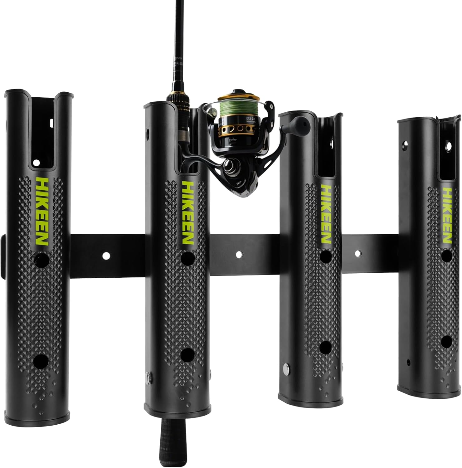 Hikeen Adjustable Fishing Rod Holder, 4 Tube Fishing Pole Holders Wall-Mounted Rod Rack for Boat Kayak Golf Cart Garage Crate Cooler Wagon RV