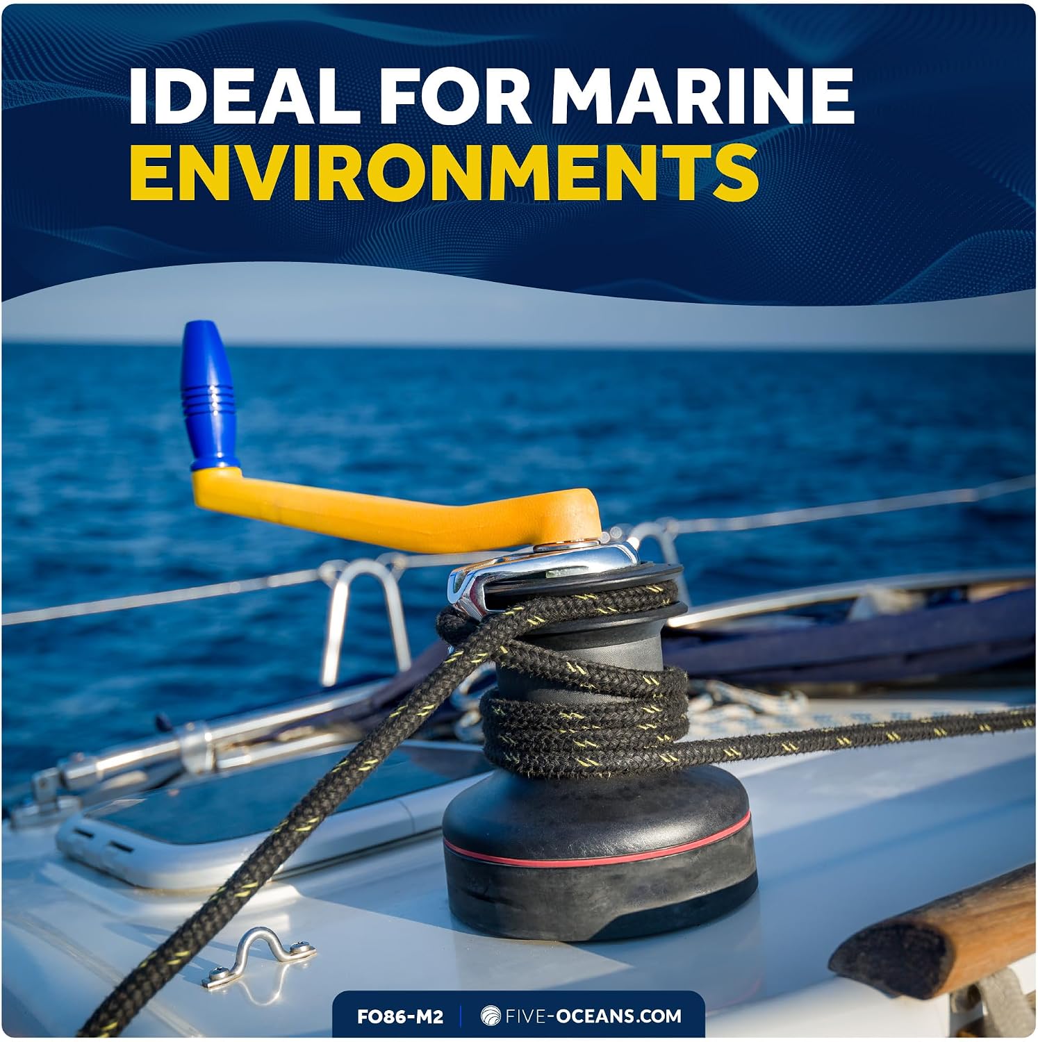 Five Oceans Sailboat Winch Handle, Universal Floating Winch Handle, Lock–in Mechanism, Lightweight and Strong, Fiberglass Reinforced Plastic - Image 3