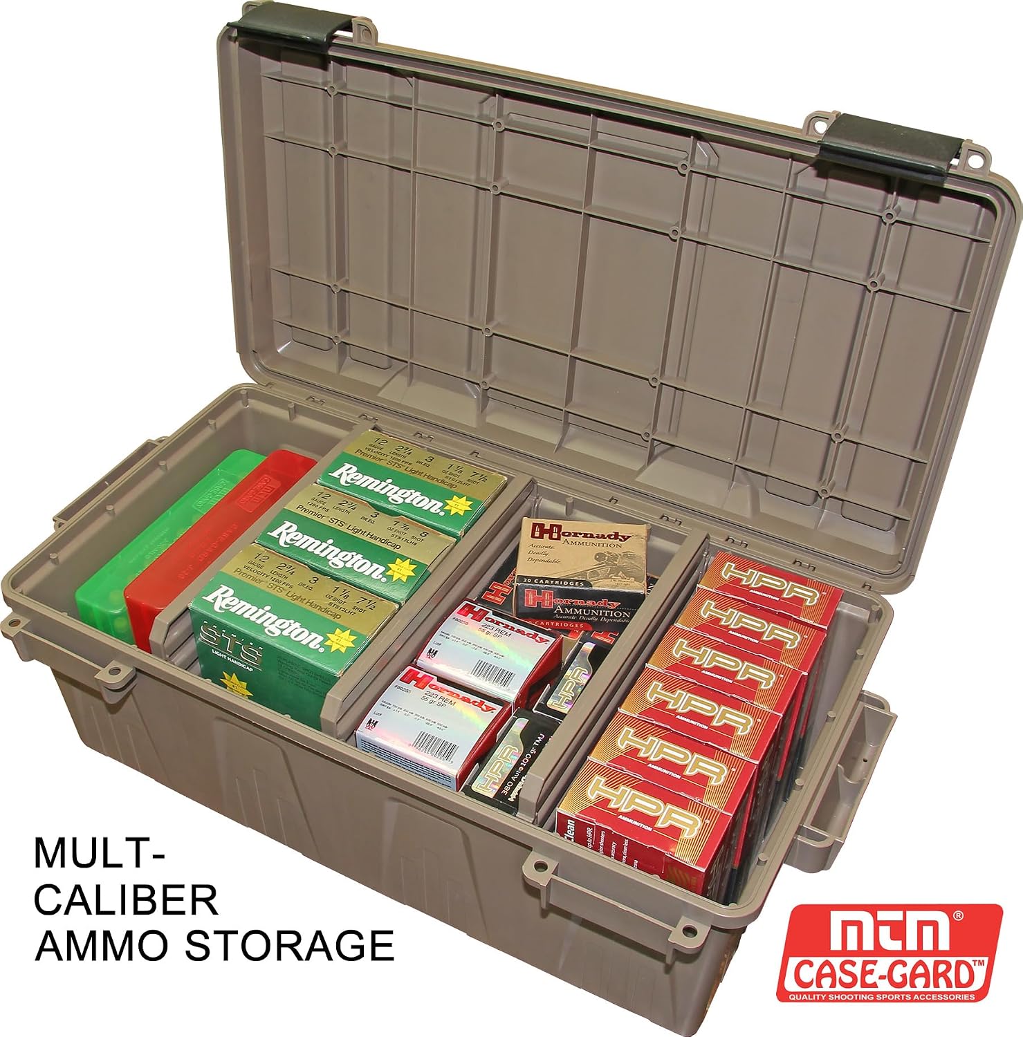 MTM ACDC30 Divided Ammo Crate Utility Box, Outdoor Gear & Tool Storage, Water- Resistant, Stackable, Snap Latch, 21"x11.2"x7.5", USA Made, Dark Earth - Image 2