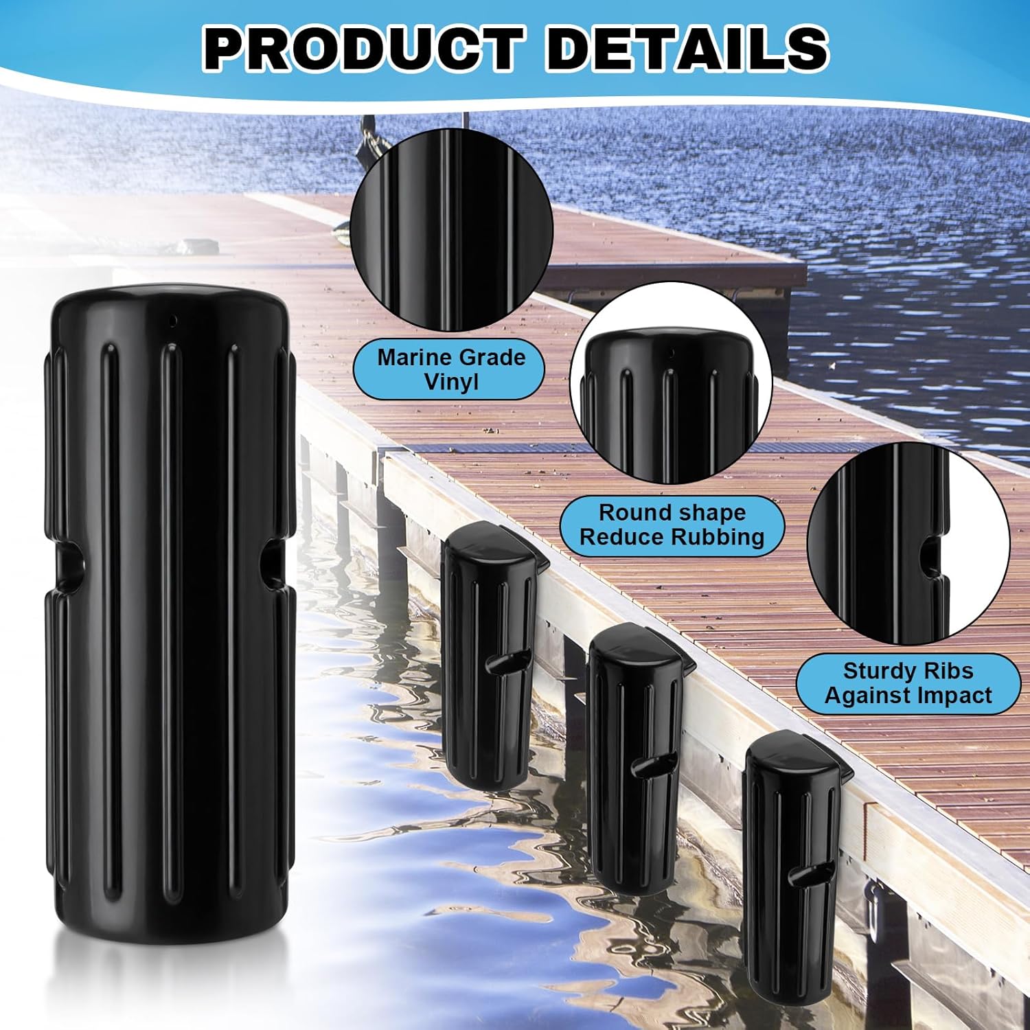 DaisyInner Dock Bumpers Fenders for Edging Docking Inflatable Corner Boat Fenders with Pump and Mounting Hardware for Straight-Edge Side Marine Bumpers for Buoy Pontoon Protector - Image 3