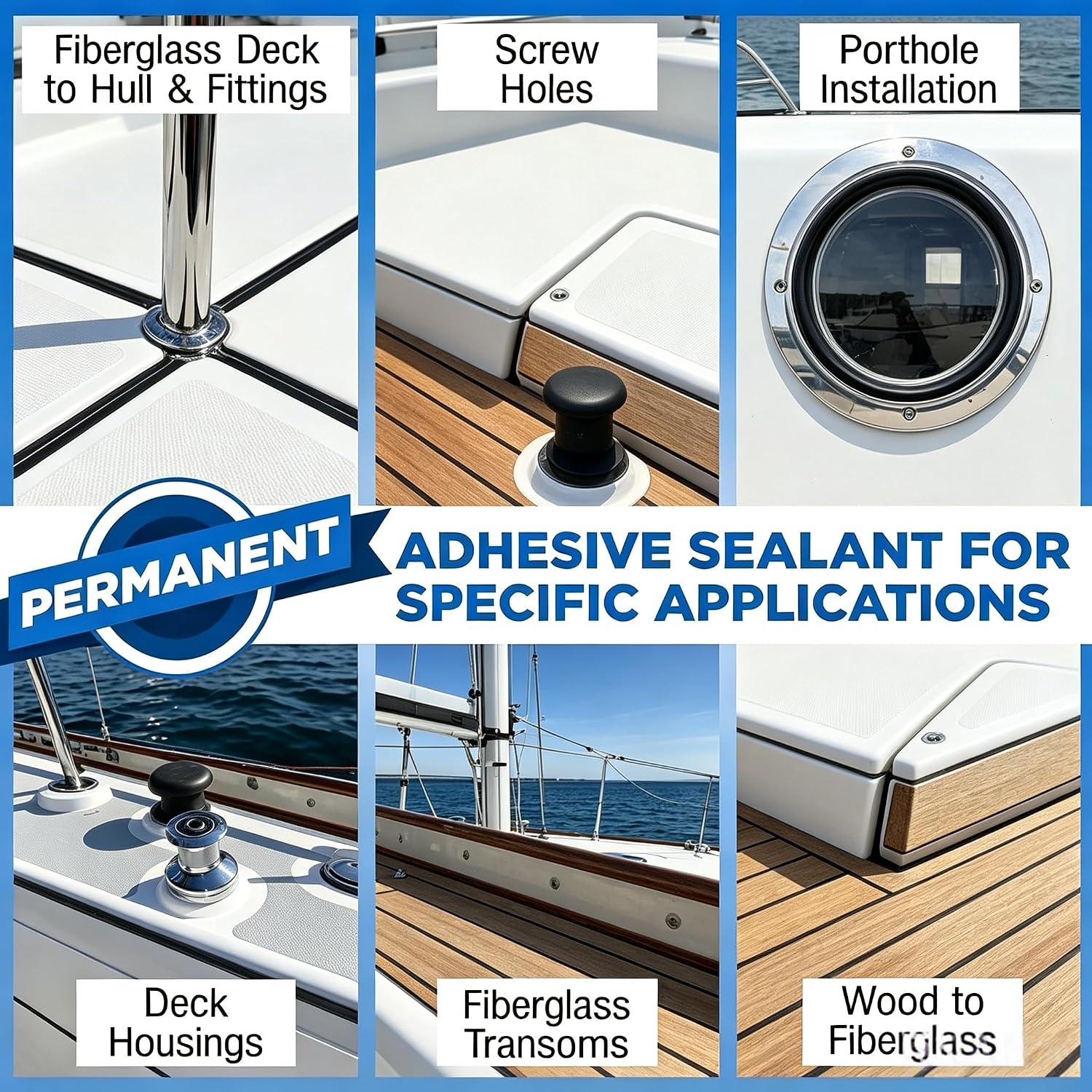 5200 Marine Sealant for Boats & RVs-Fast-Cure (30 Mins), Waterproof, UV-Resistant, High-Bond Adhesive Sealant for Hulls, Decks, Fiberglass, Wood & Metal-Eco-Friendly, Low Odor, with Gloves&Nozzle (1) - Image 3