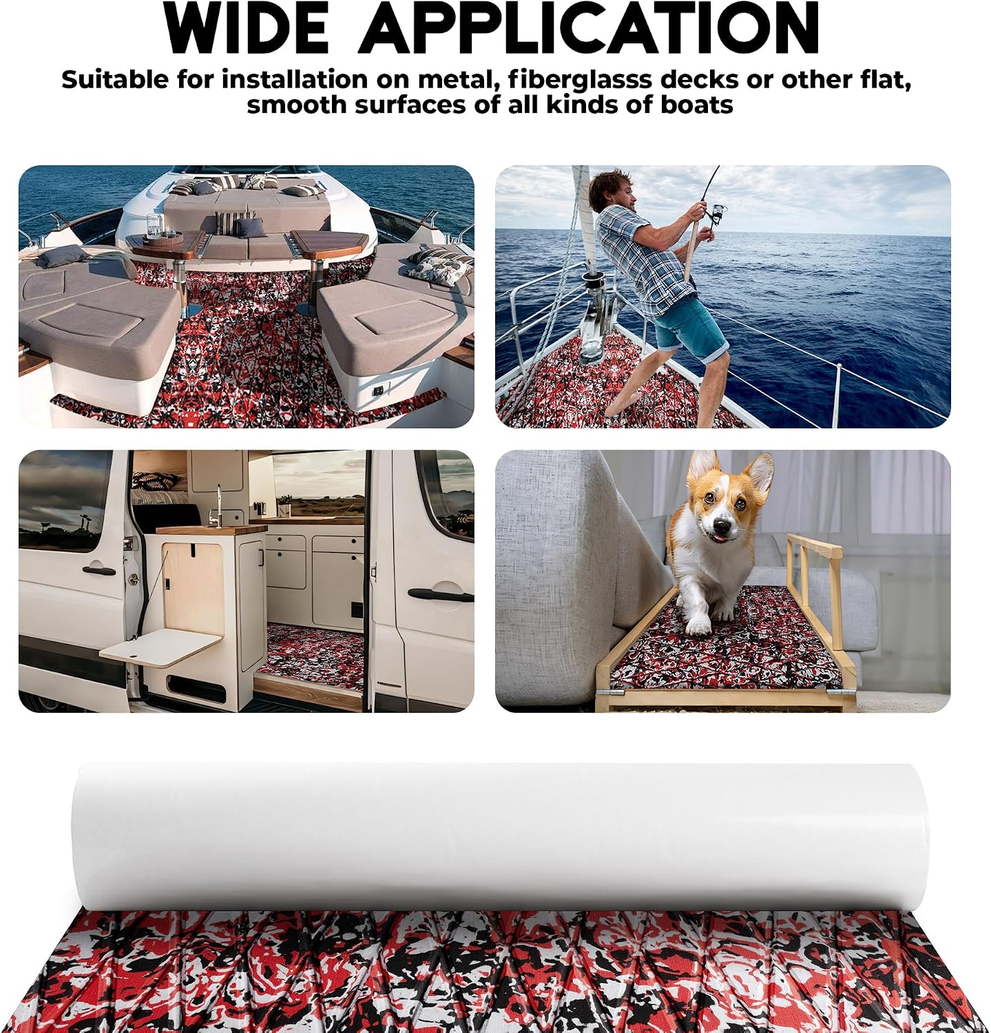 FOCEAN EVA Foam Boat Flooring, Sea Vinyl Decking Camo Deck Mats with self Adhesive for Bass Boats Pontoon Boats Jon Boats RV Yacht Kayak Surfboard Floor - Image 6