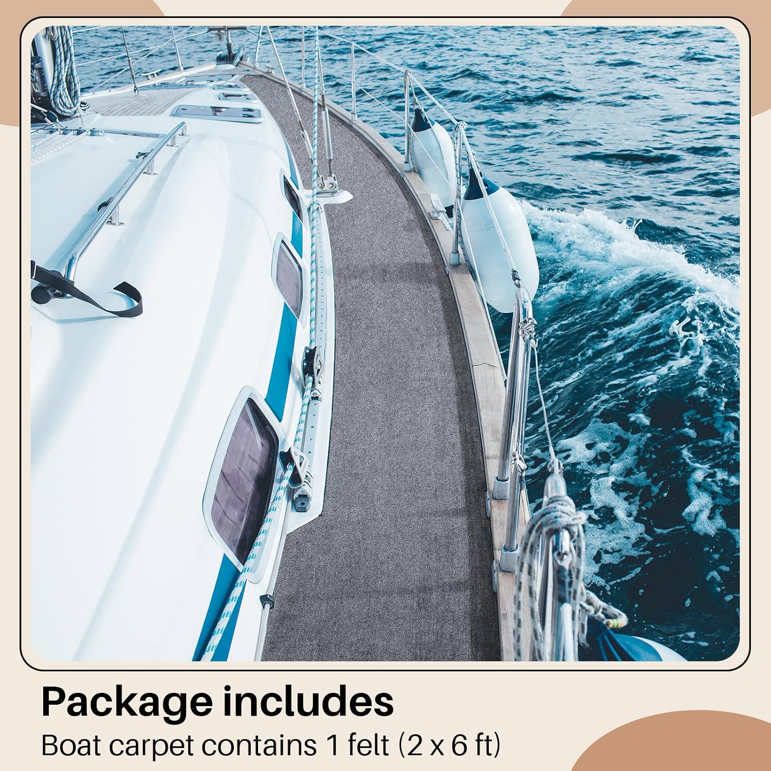 Drydiet Gray Boat Carpet, Marine Carpet Marine Grade Mat for Boats with Waterproof for Outdoor Deck Patio Porch Garage Kitchens Bathroom Outdoor Area Rug Runner Non-Slide Porch Rug (2 x 6 ft) - Image 3