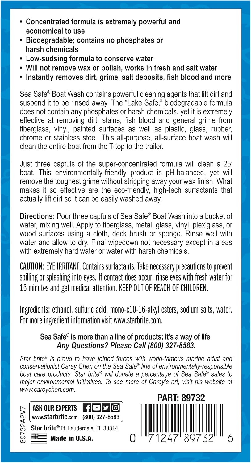 STAR BRITE Sea Safe Boat Wash – Super Concentrated Formula – Gently Removes Dirt, Grime, and Salt Without Stripping Wax or Polish – Designed for Use on All Boat Surfaces - Image 2