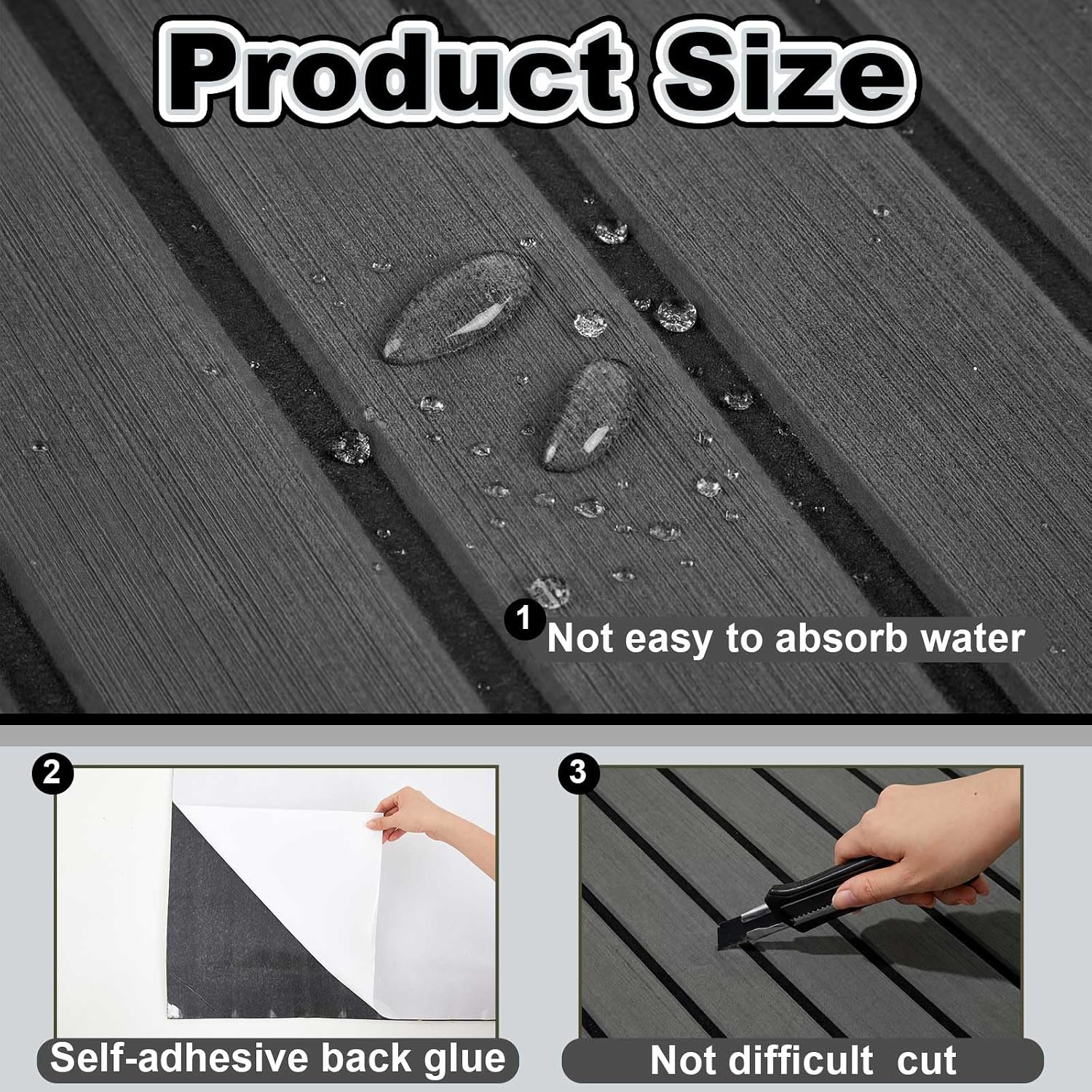 Duraaamo Boat Flooring EVA Foam 157"/ 118" x 47" Boat Decking Non Slip Marine Self Adhesive Carpet with Roller Ruler for Kayak Yacht Motorboat - Image 7