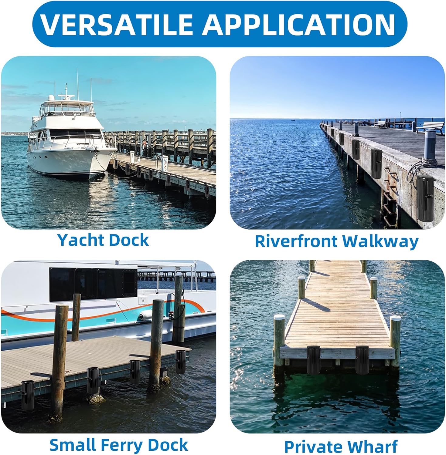 Dock Bumpers Fenders, Boat Dock Bumpers for Edge, Marine Fender Guard Vertical Protection, Durable Construction, Includes Mounting Hardware - Image 6