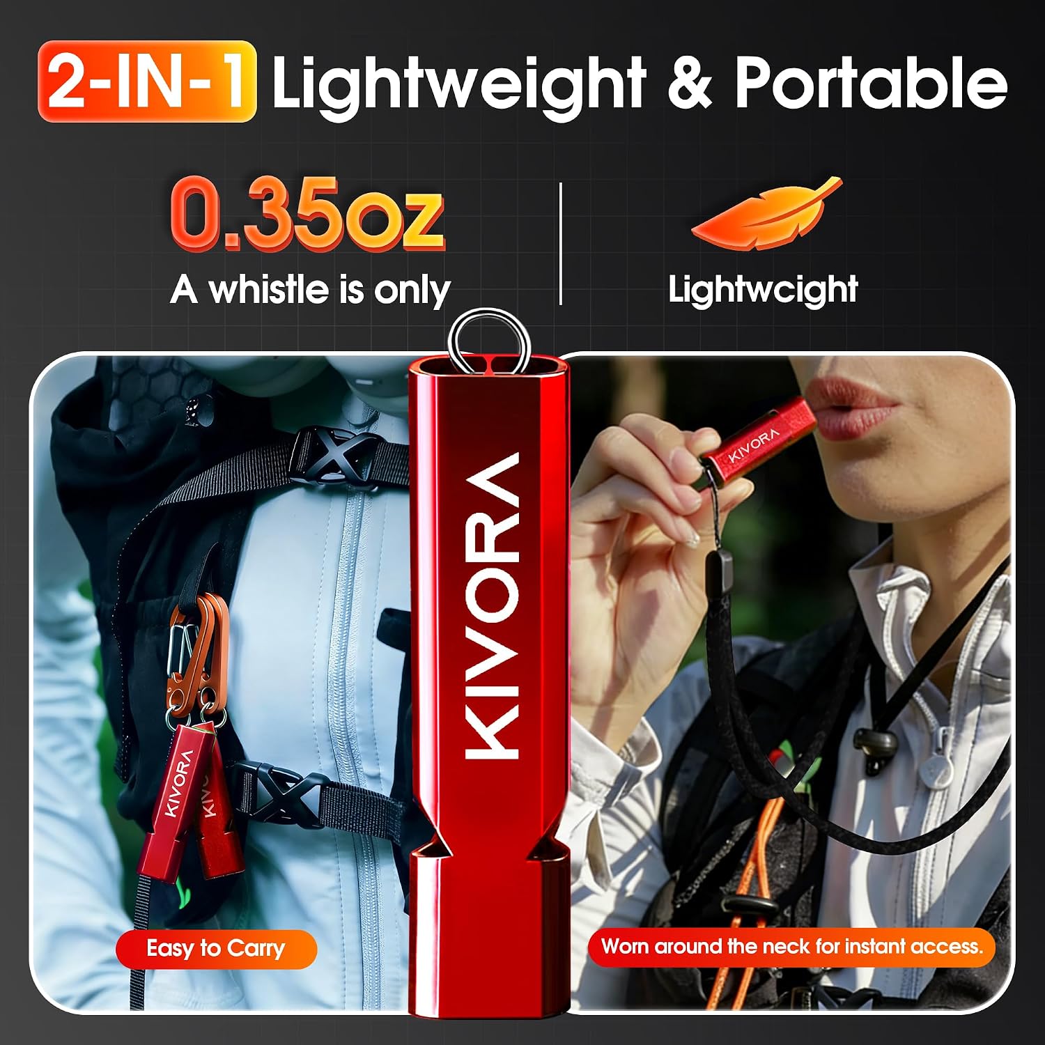 KIVORA Emergency Whistle, 12PCS Premium Safety Survival Whistles with Lanyard Keychain, High Pitch Double Tubes for Outdoor Hiking Camping Hunting - Image 5