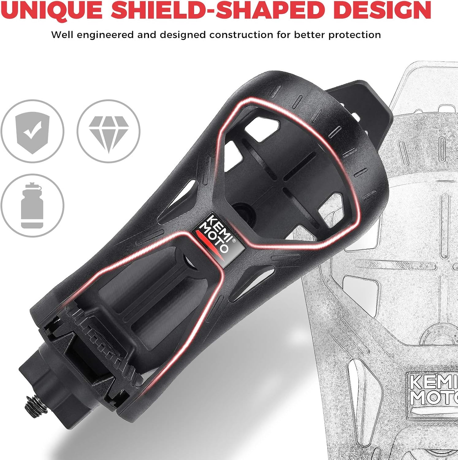 KEMIMOTO Upgraded Motorcycle Cup Holder 3.5" Adjustable Bike Bottle Holder | Universal 0.6”-1.56” Bar Fit, 12-28oz Metal Clamp, Shatterproof, for ATV Motorcycle Scooter Walker Bike Golf Cart (1) - Image 6
