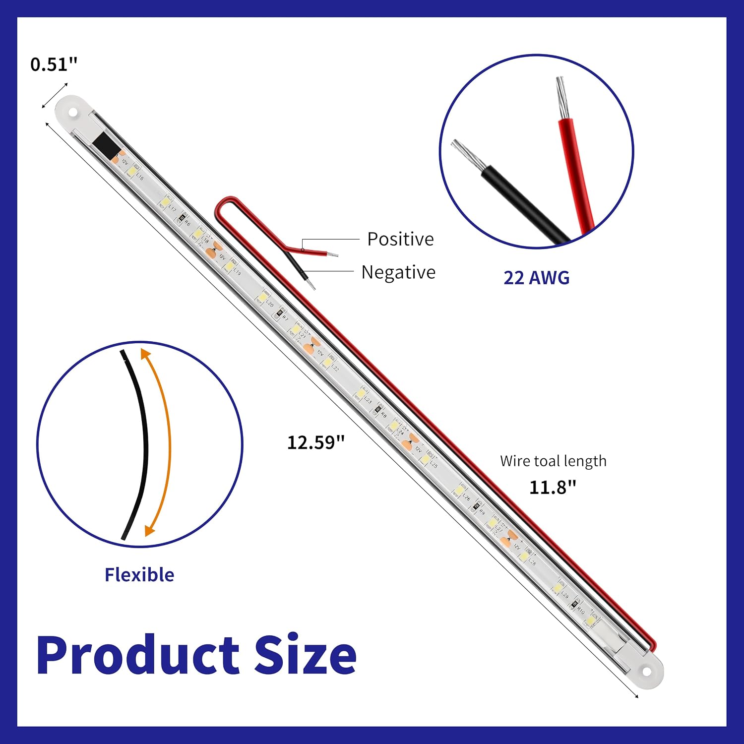 RVZONE LED Boat Interior Lights, Boat Led Strip Lights Marine Waterproof Marine Lighting Strip Night Fishing Lighting for Pontoon, Dinghy, Kayak, Yacht,4 Pcs, White - Image 2