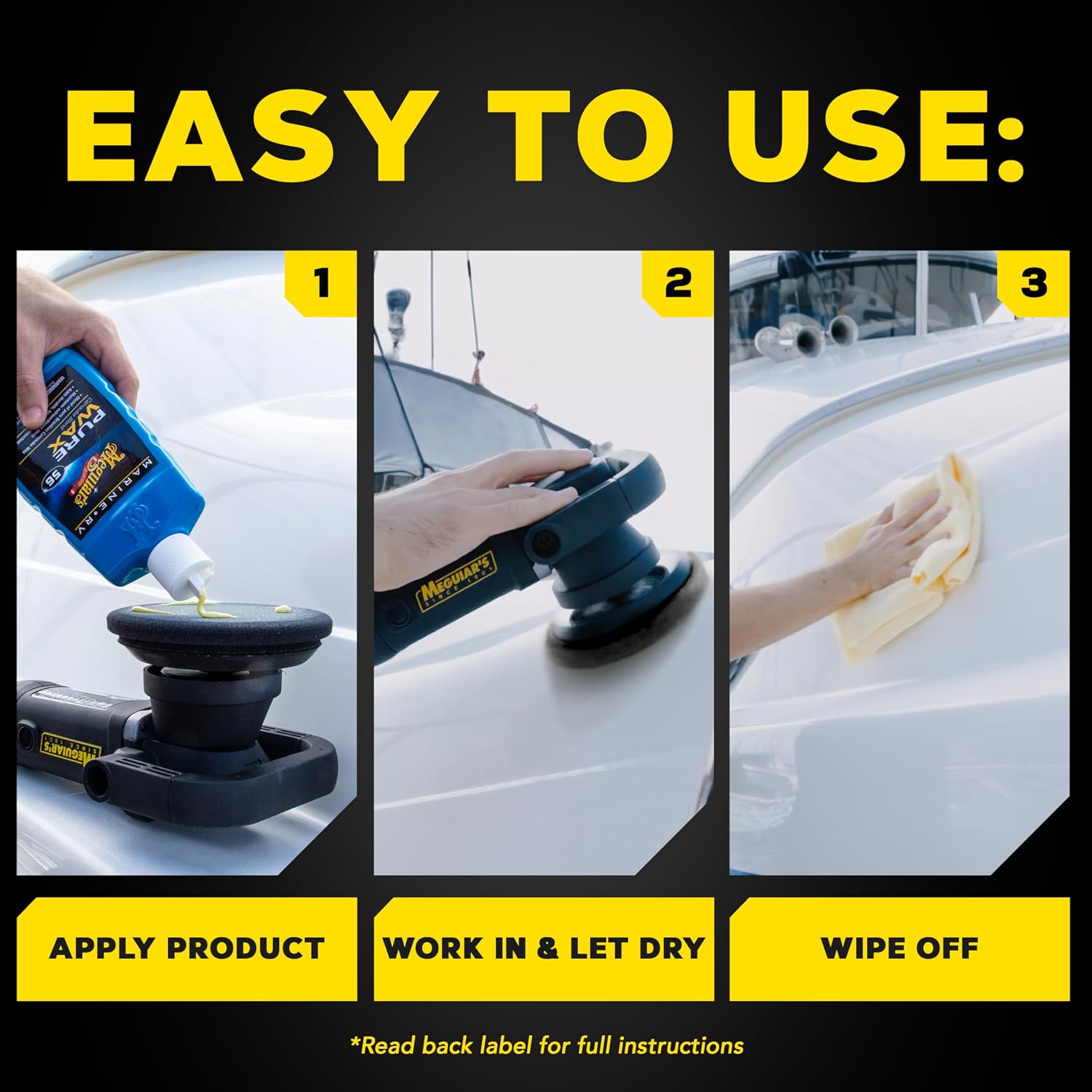 Meguiar’s Marine/Rv Pure Wax Carnauba Blend, Boat Wax/Marine Wax, Boat Polish That Delivers Long-Lasting Protection; Use On Gel Coat, Fiberglass And Painted Finishes On Boats And Rvs - 16 Oz Bottle - Image 6