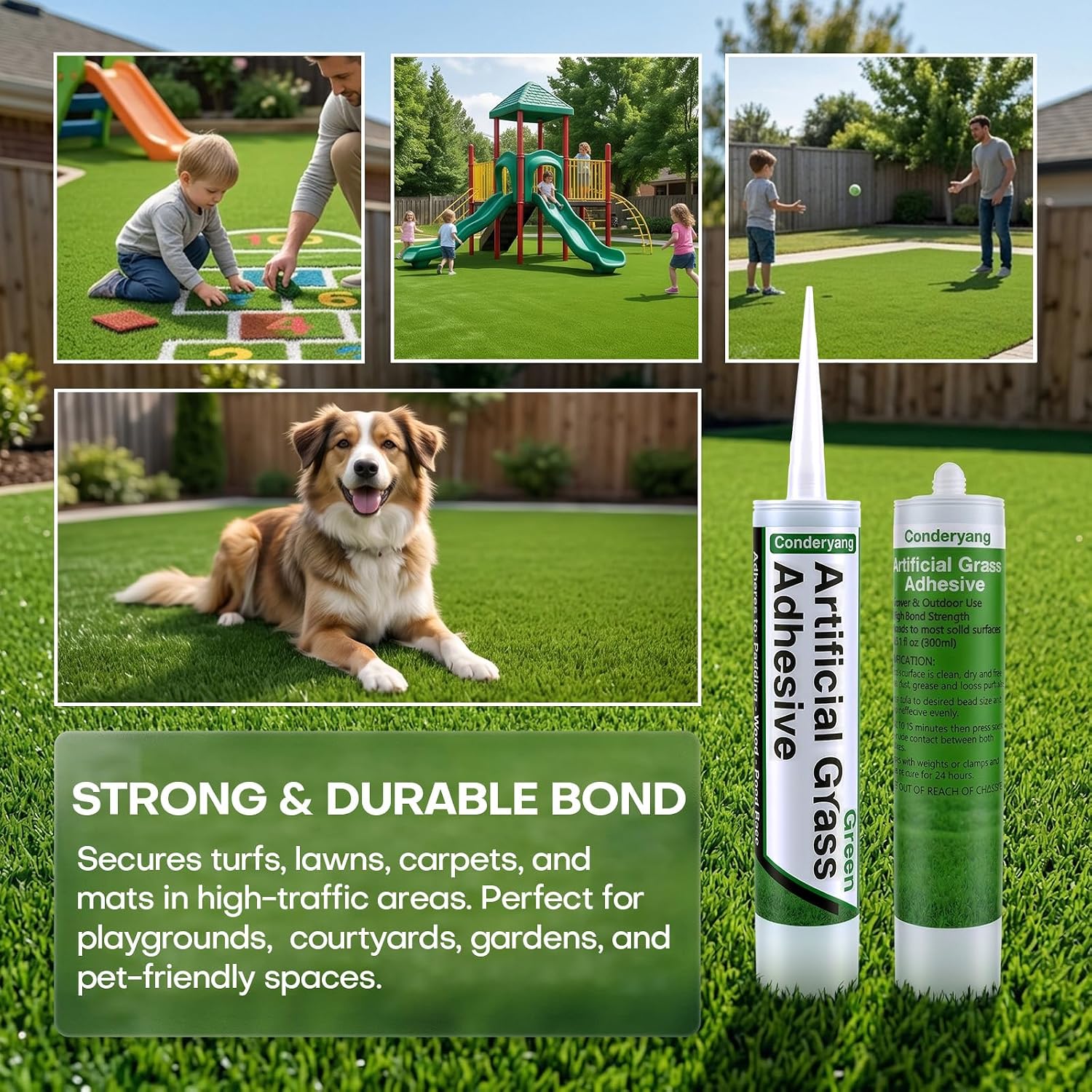 1 Tube of Turf Glue for Artificial Grass, 10 oz Concentrate Lawn Paint, Polymer Adhesive, Polyurethane Based, Weatherproof, Carpet Adhesive for Patio & Garden Synthetic Surfaces (No Caulk Gun) - Image 6