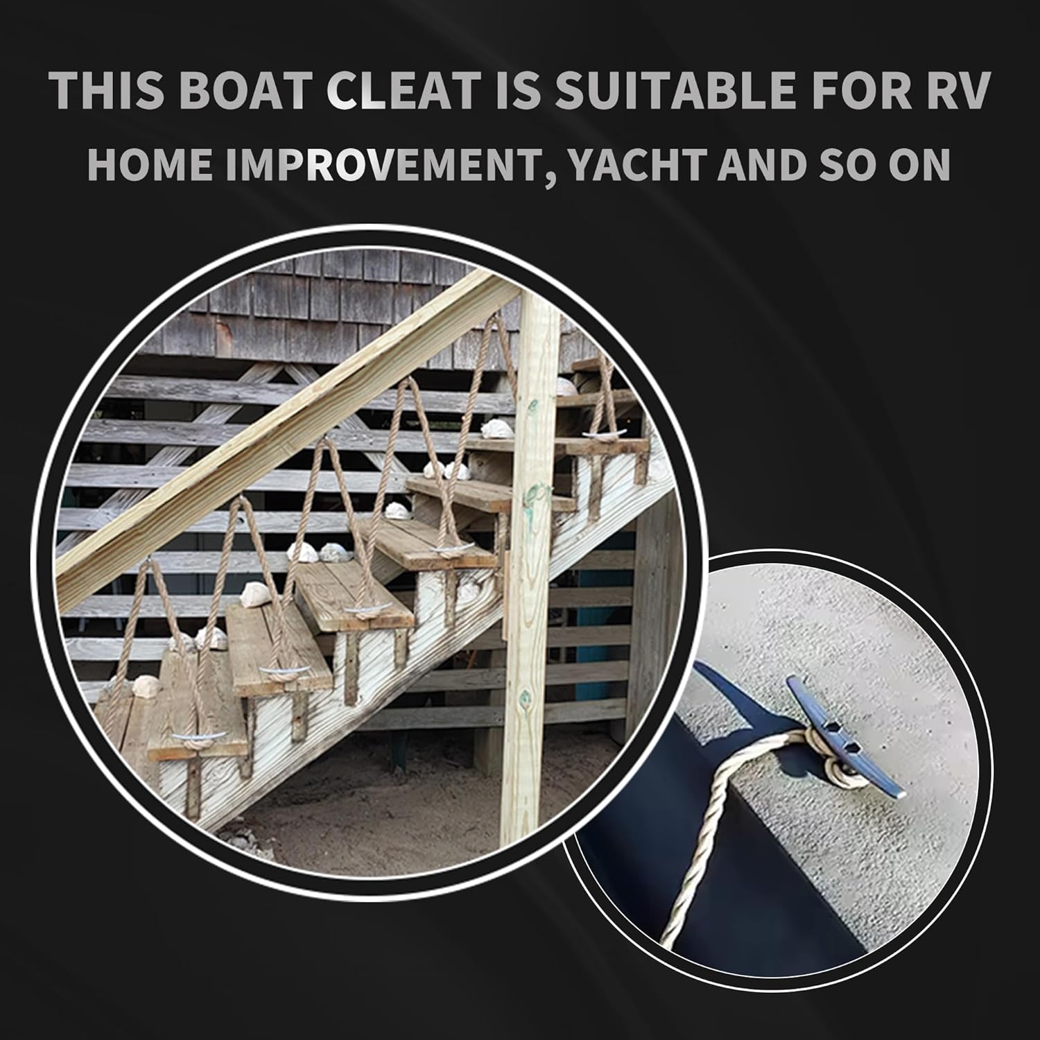 Boat Dock Cleats Galvanized 8"/10"/12" Large Cast Iron Dock Cleats Marine Grade Rope Cleat for Mooring, Pier, Deck, Tie Down - Image 6
