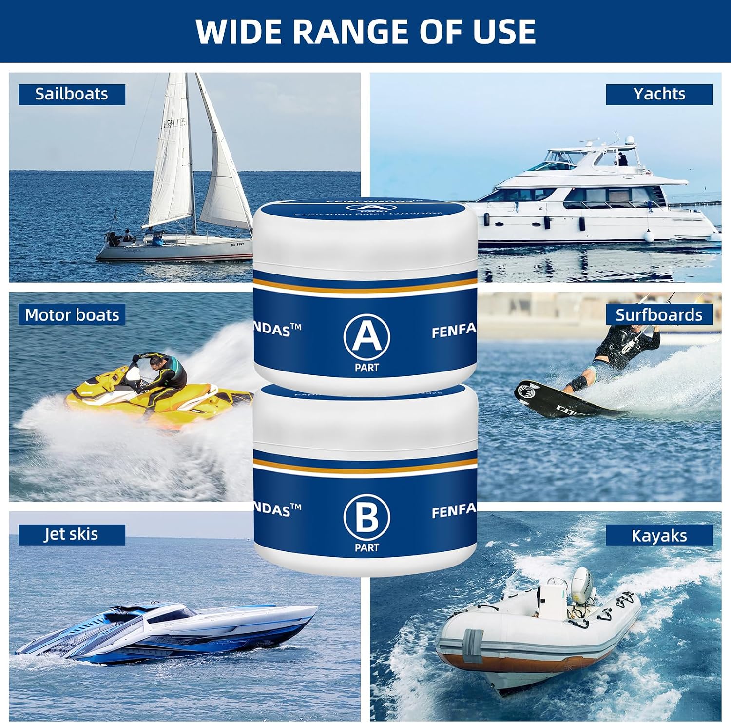 FENFANDAS Fiberglass Boat Repair Kit (Color Match), Gel Coat Repair Kit for Boats, Marine Fiberglass Repair Kit for Boats, Epoxy Filler for Boats, Fiberglass Repair Kit Fix Holes Chips Pits Cracks - Image 5