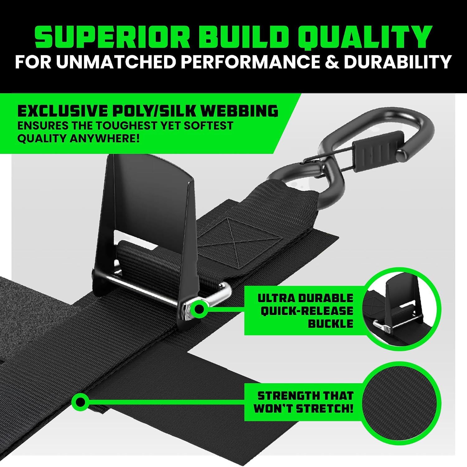 Rhino USA Boat Trailer Straps (2-Pack) - Heavy Duty 2 Inch x 48 Inch Boat Tie Down Straps to Trailer - Ultimate Adjustable Transom Tie Down Straps for Trailering Safety with Boat, Jet Ski, & More! - Image 2
