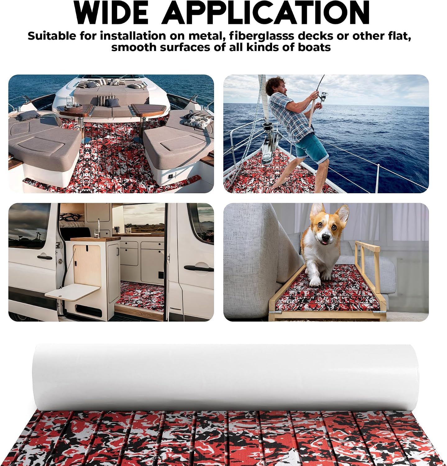 FOCEAN EVA Foam Boat Flooring, Sea Vinyl Decking Camo Deck Mats with self Adhesive for Bass Boats Pontoon Boats Jon Boats RV Yacht Kayak Surfboard Floor - Image 6