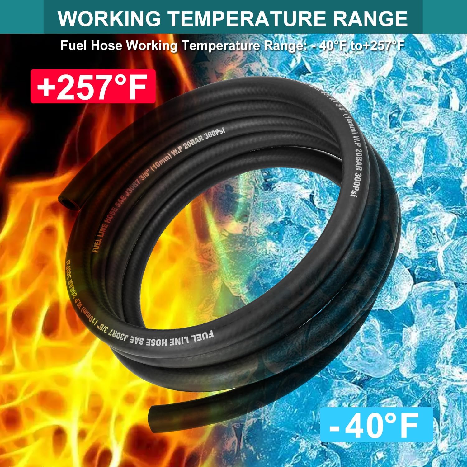 5/16 Inch ID Fuel Line Hose - 10FT Fuel Line with 10PCS Hose Clamps,300PSI High-Pressure Fuel Line for Automotive Fuel Systems Engines (5/16" ID-10Ft) - Image 3