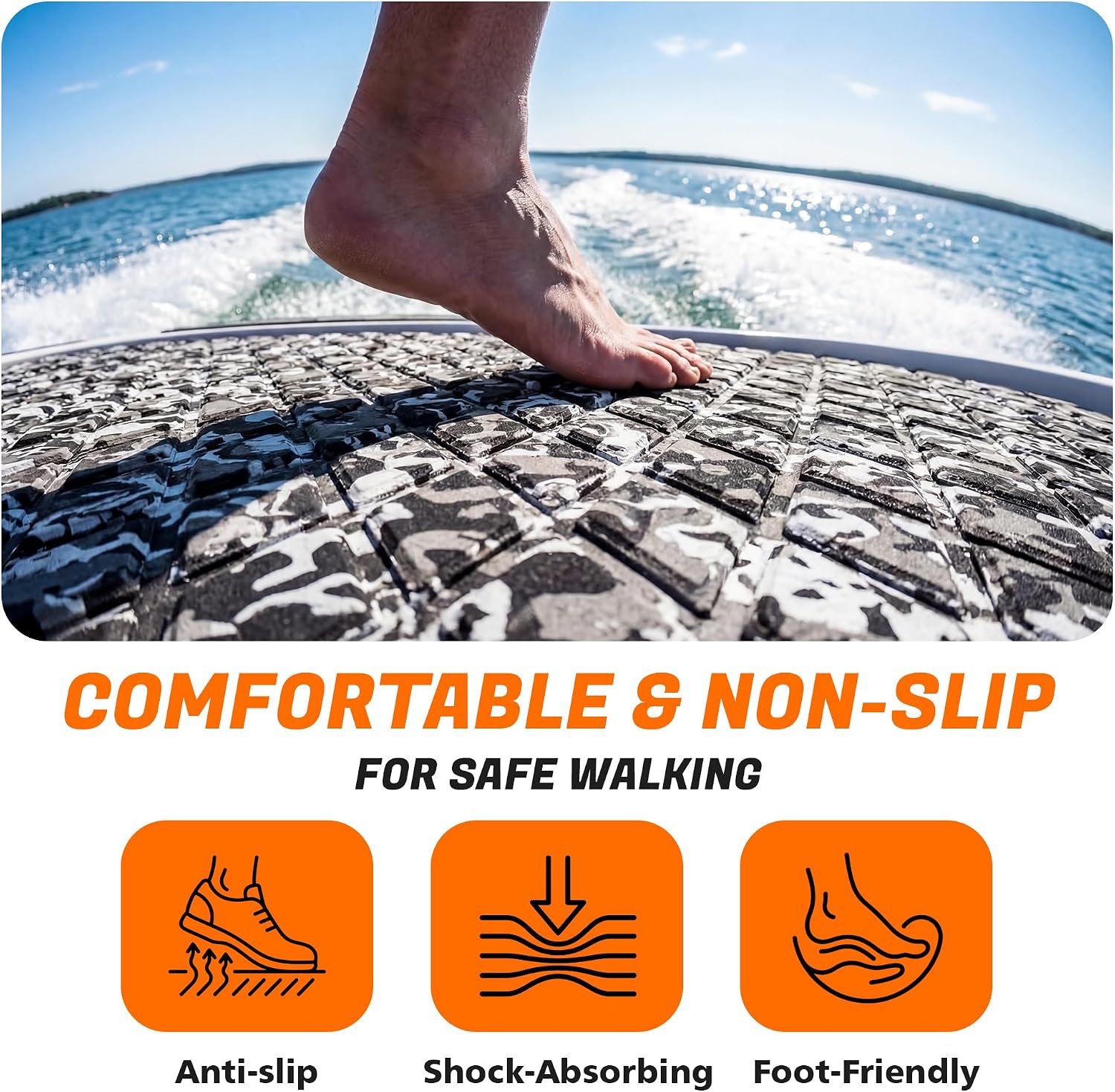 FOCEAN EVA Foam Boat Flooring, Sea Vinyl Decking Camo Deck Mats with self Adhesive for Bass Boats Pontoon Boats Jon Boats RV Yacht Kayak Surfboard Floor - Image 2