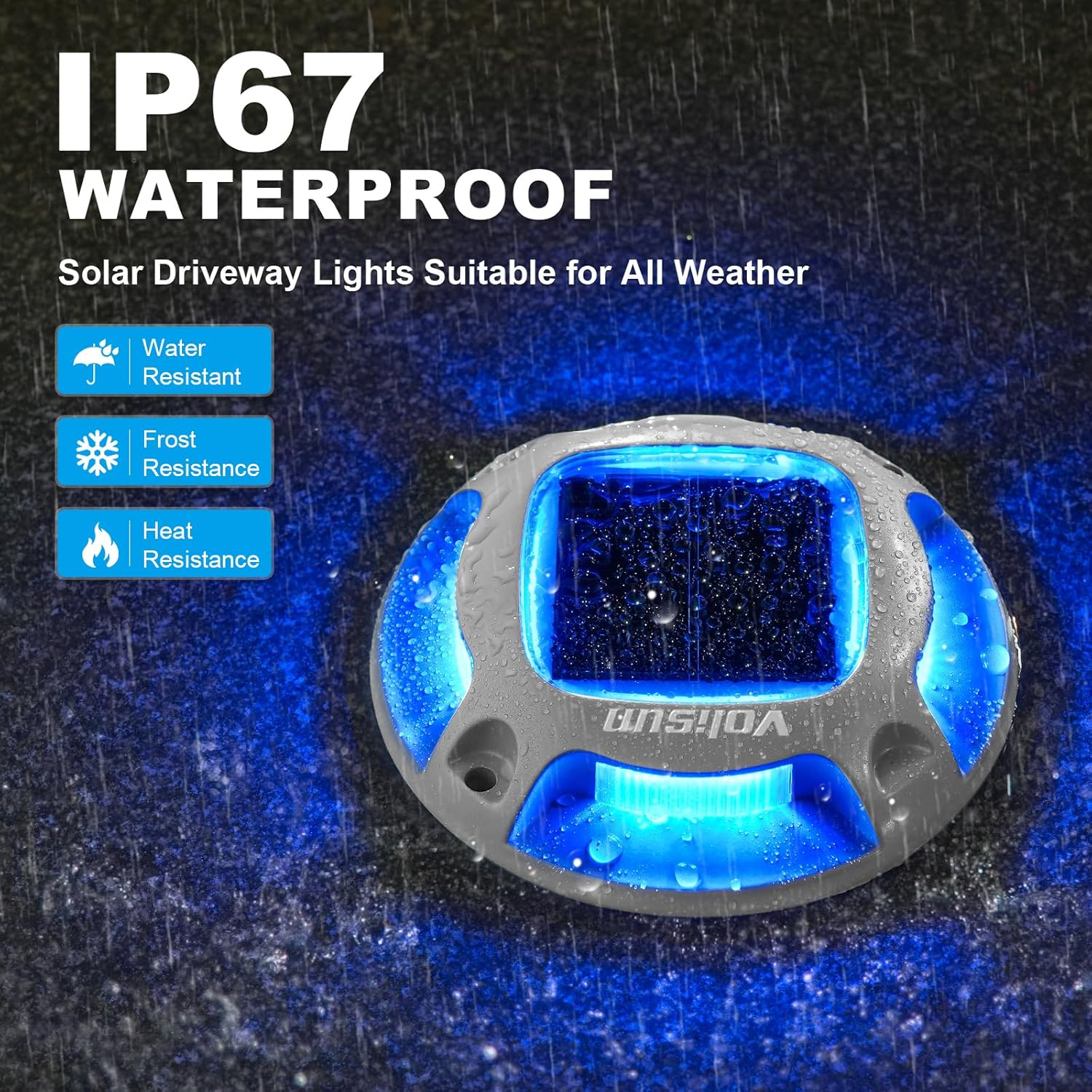 VOLISUN Solar Dock Marine Lights 12 Pack,2 Colors in 1,Outdoor IP67 LED Solar Powered Waterproof Driveway Marker Deck Lights for Warning Step Sidewalk Pathway (White/Blue),Saltwater Resistant - Image 4