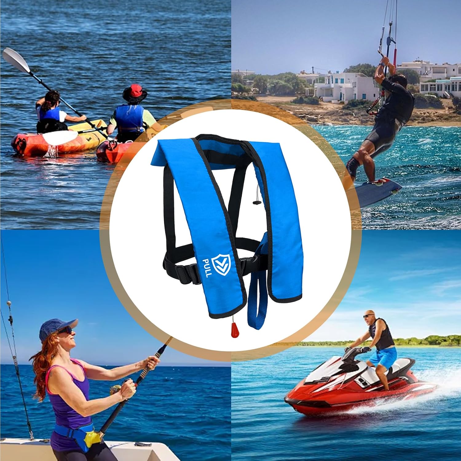 Manual Inflatable Life Jacket | Inflatable PFD Jackets for Adults|Kayak Life Vest | PFD Low Profile for Fishing Sailing|Jet Skiing |Supports up to 330 lbs - Image 6