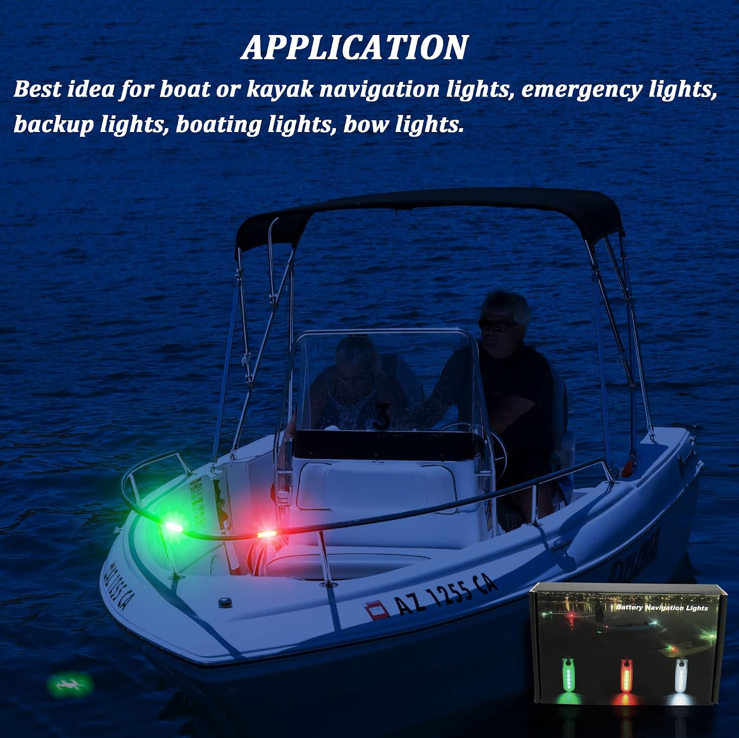 Kayak Navigation Lights Stern Lights Battery Operated, Waterproof Kayak Lights For Night Kayaking, Paddle Board Lights, Marine Safety Lights For Pontoon Boat, Bass Boat, Dinghy - Image 3