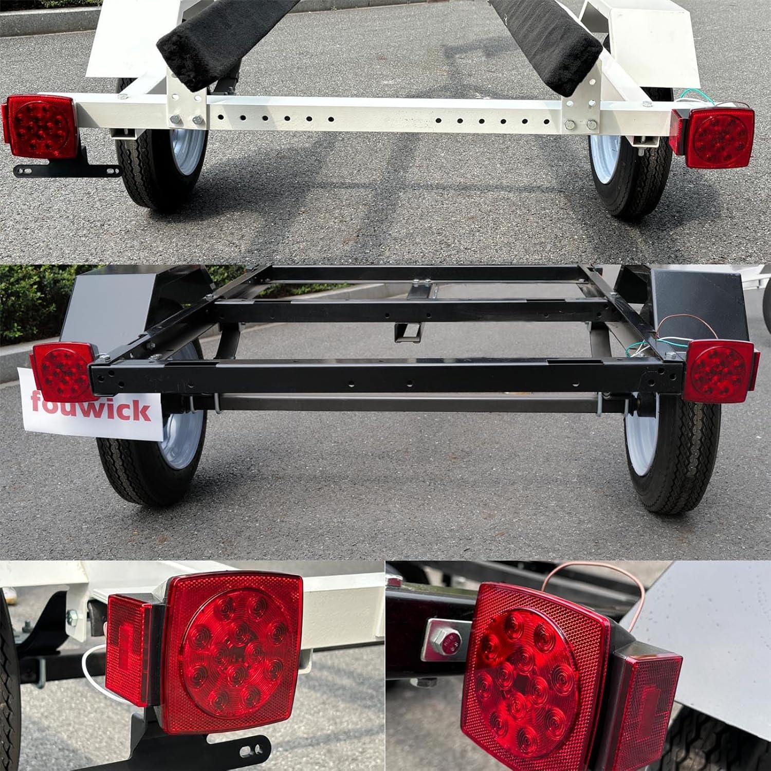 fouwick LED trailer lights Kit, 12V Submersible Tail Marker Lights Wiring Lamp Harness for Boat Car Truck RV Utility snowmobile turn signal license plate stop reverse Trailer Accessories - Image 3