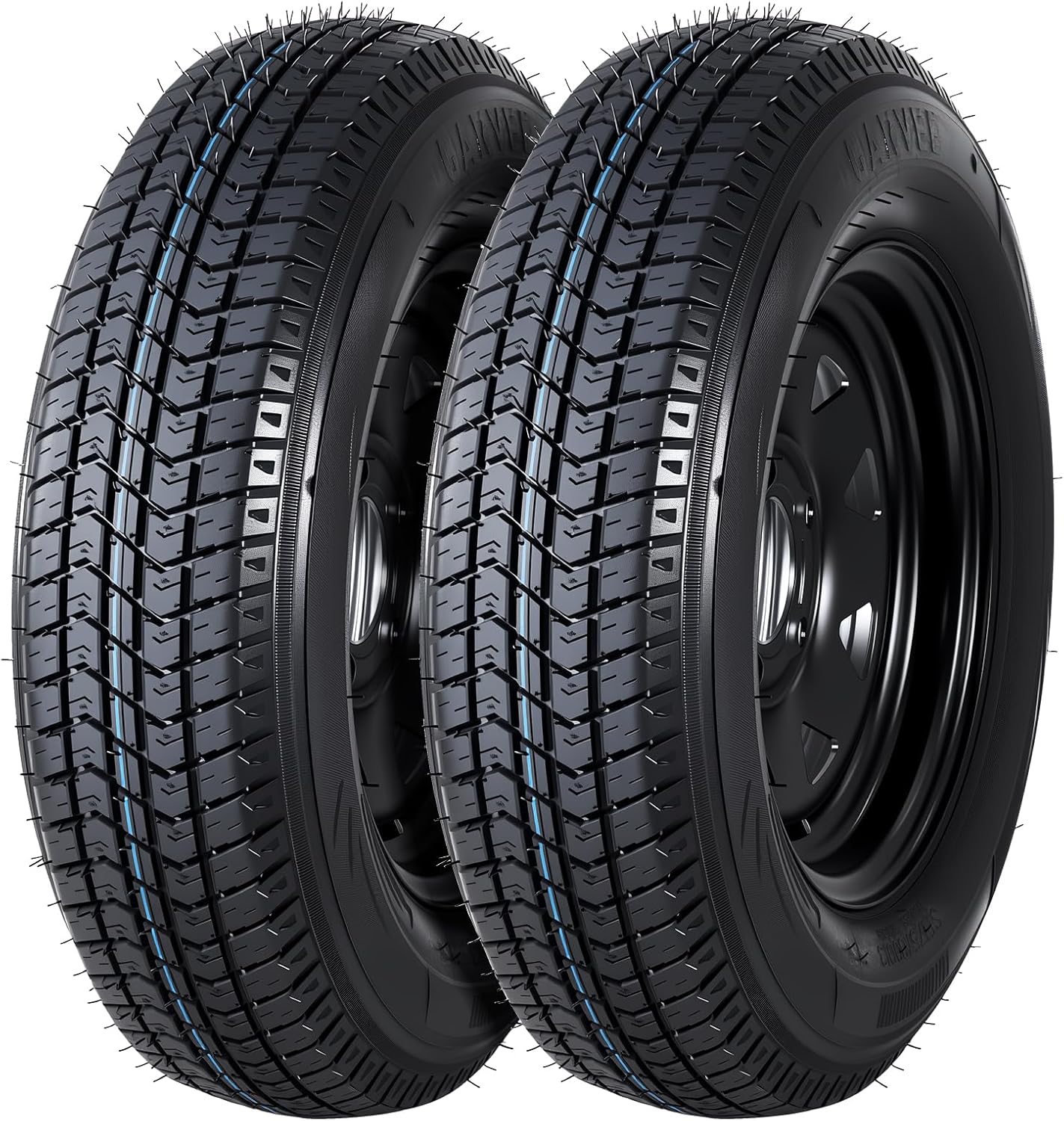 GarveeTech 2-Pack Trailer Tire On Rim ST175/80D13 Trailer Tires and Wheels 5 Lug on 4.5 in PCD Trailer Tires with 13 in Rims Load Range C 6PR Black | ST175/80D13 Trailer Tires and Wheels 5 Lug on 4.5 in PCD Trailer Tires with 13 in Rims Load Range C 6PR Black