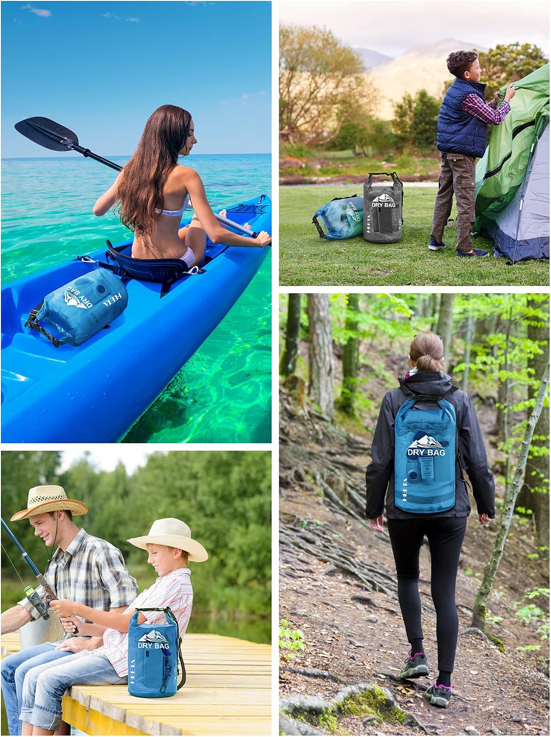 HEETA Dry Bag Waterproof for Women Men, 5L/10L/20L/30L/40L Roll Top Lightweight Dry Storage Bag Backpack with Phone Case for Travel Swimming Boating Kayaking Paddle Board Camping Beach Accessories - Image 6
