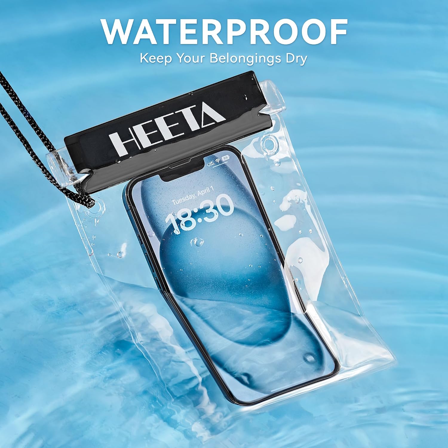 HEETA 5-Pack Clear Waterproof Dry Bag Pouch, Water Tight Cases Dry Bags Document Holder for Camera Mobile Phone Maps, Kayaking Boating - Image 2