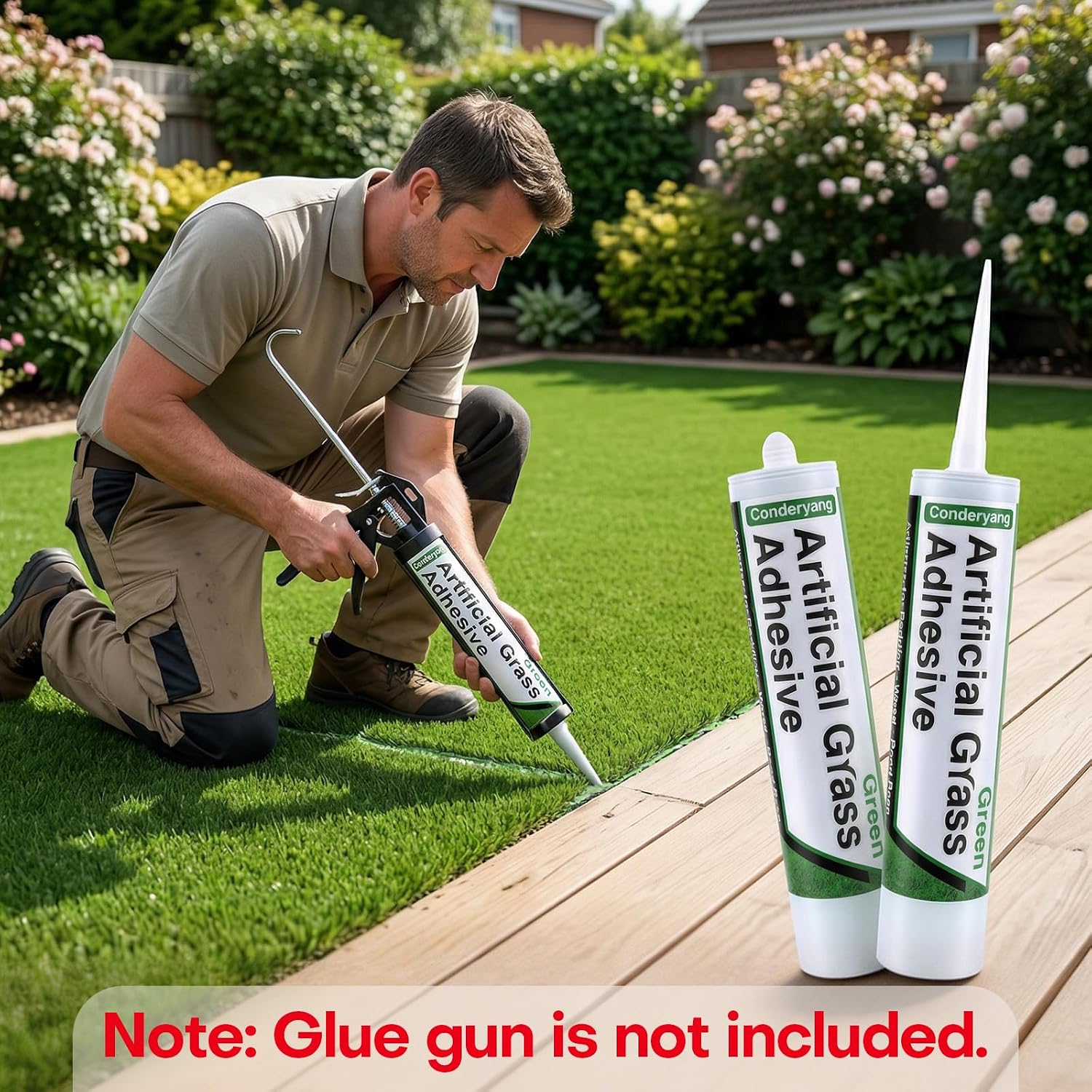 1 Tube of Turf Glue for Artificial Grass, 10 oz Concentrate Lawn Paint, Polymer Adhesive, Polyurethane Based, Weatherproof, Carpet Adhesive for Patio & Garden Synthetic Surfaces (No Caulk Gun) - Image 5
