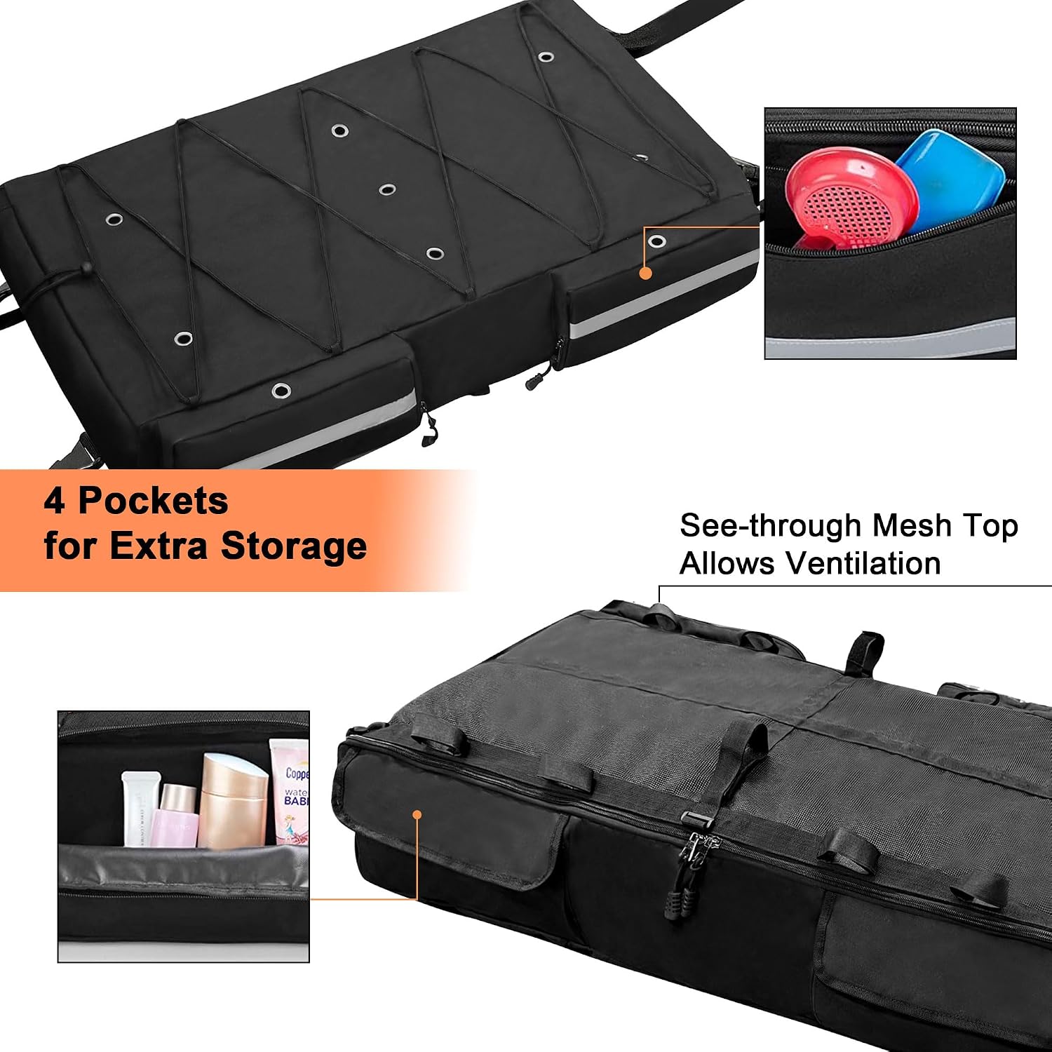 MDSTOP T-Top Storage Bag, Boat Life Jackets Bag Can Secure 4 Fishing Rods, Hold 4-6 Type II Life Jackets, for Most T-Top Hard Tops, Bimini-Tops, Pontoon Tops(Life Jackets not Included) - Image 5