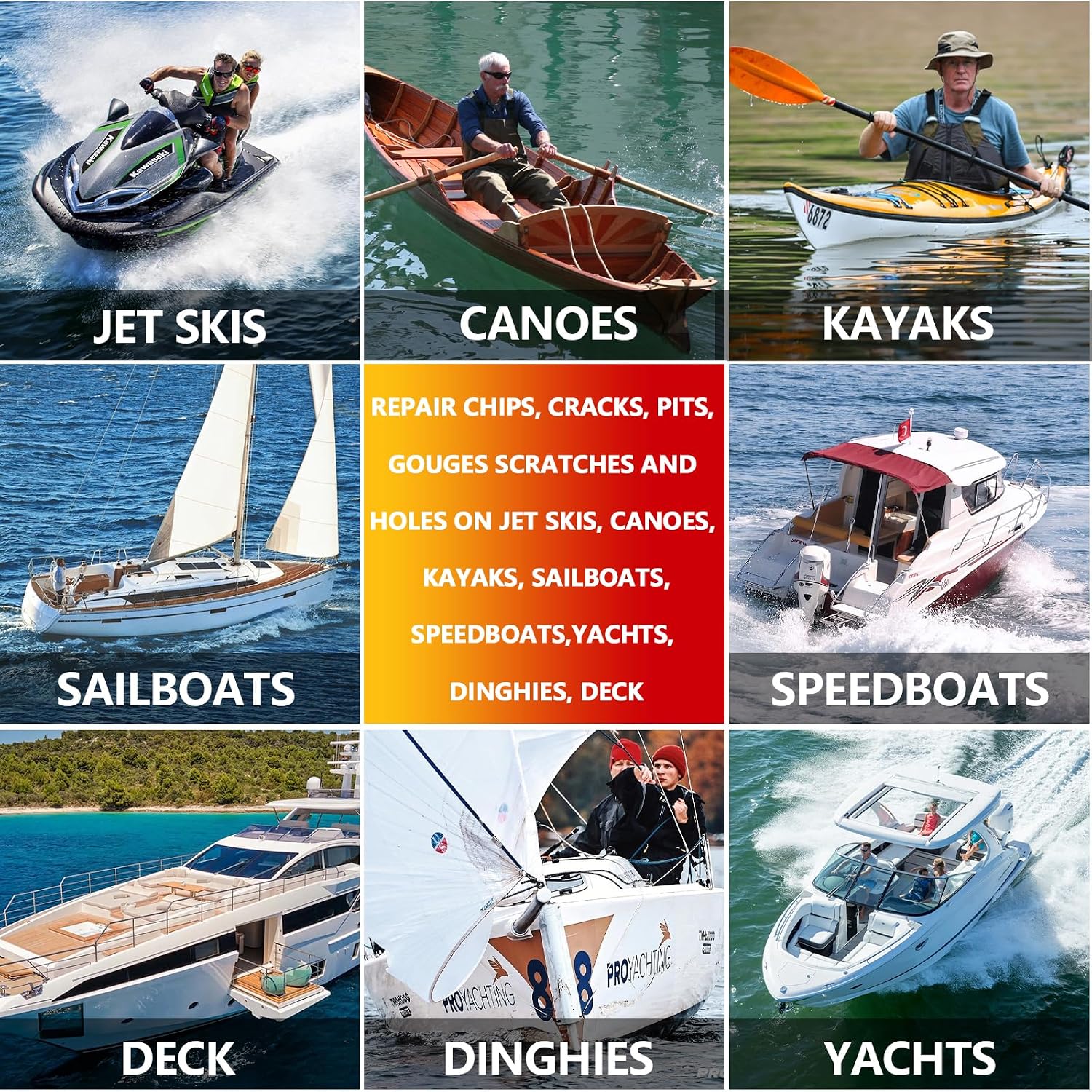 Marine Fiberglass Repair Kit for Boats, Gel Coat Repair Kit for Boats, Epoxy Filler for Fiberglass Boats Fix Holes, Chips and Deep Cracks, Gelcoat repair kit for Fiberglass, Acrylic, Porcelain(White) - Image 4